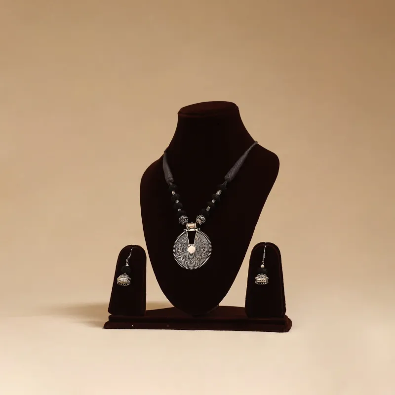 Black - German Silver Thread Beads Necklace Set 30 sold by Itokri