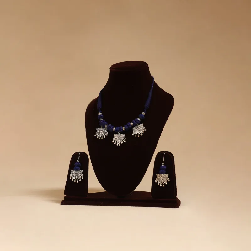 Blue - German Silver Thread Beads Necklace Set 19 sold by Itokri