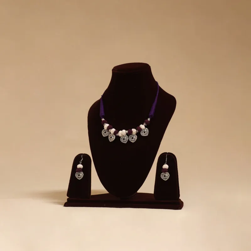 Purple - German Silver Thread Beads Necklace Set 16 made by Itokri