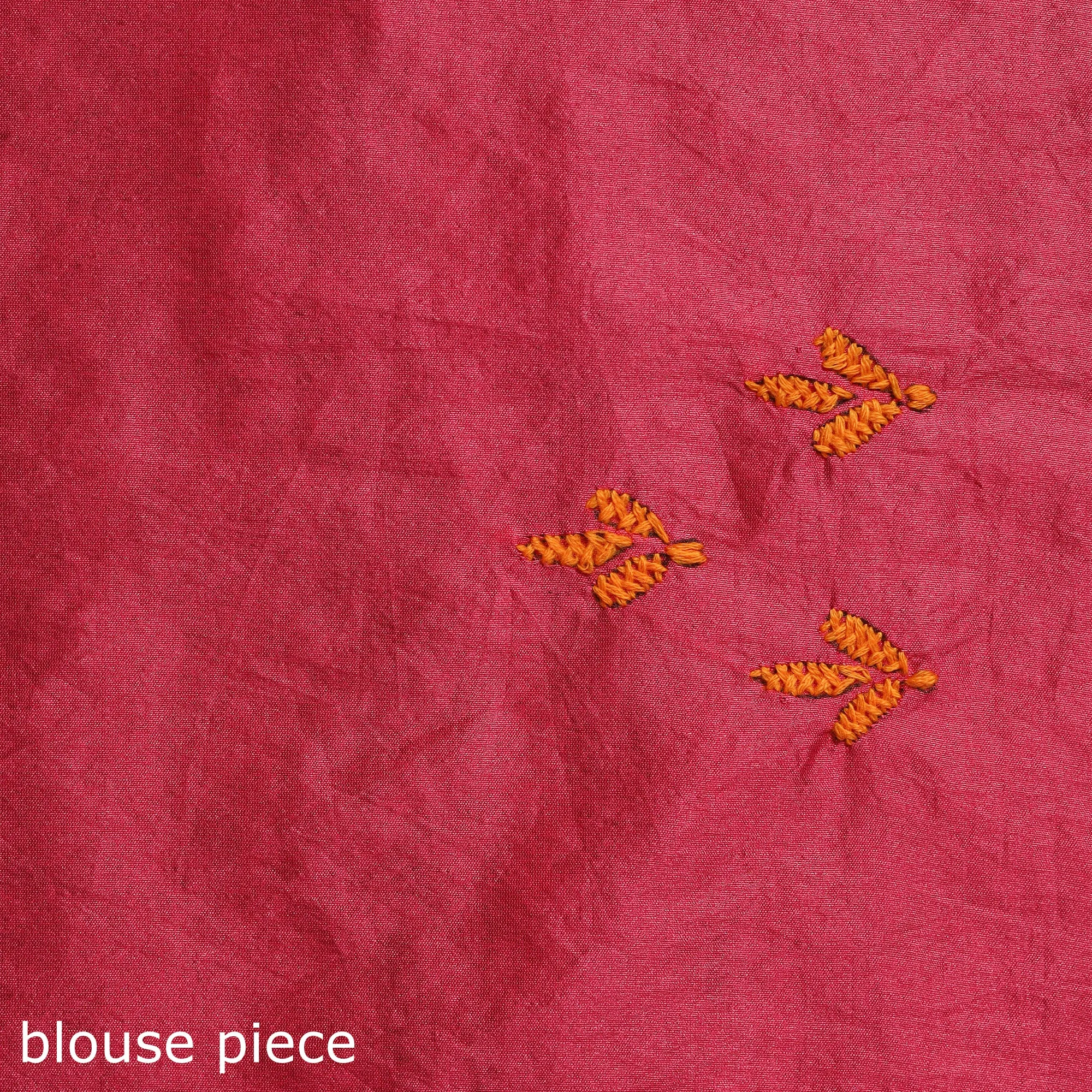 Pink - Bengal Hand Embroidery Silk Nakshi Kantha Saree 65 sold by Itokri product image thumbnail 5