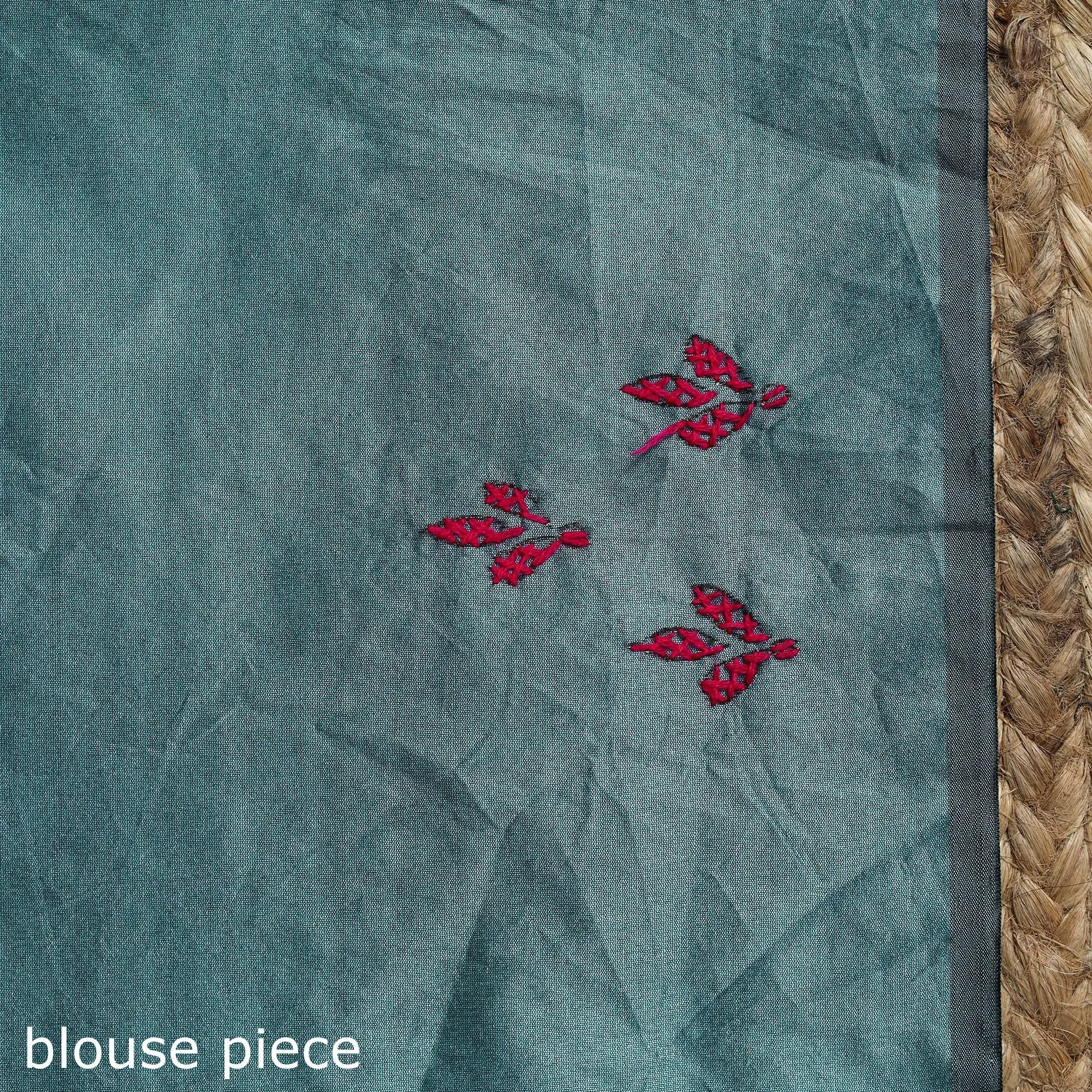 Blue - Bengal Hand Embroidery Silk Nakshi Kantha Saree 22 sold by Itokri product image thumbnail 5