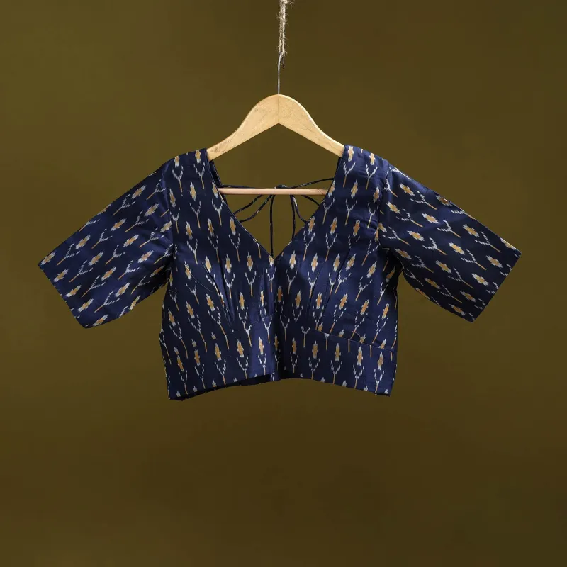 Blue - Pochampally Ikat Cotton Readymade Blouse 09 sold by Itokri