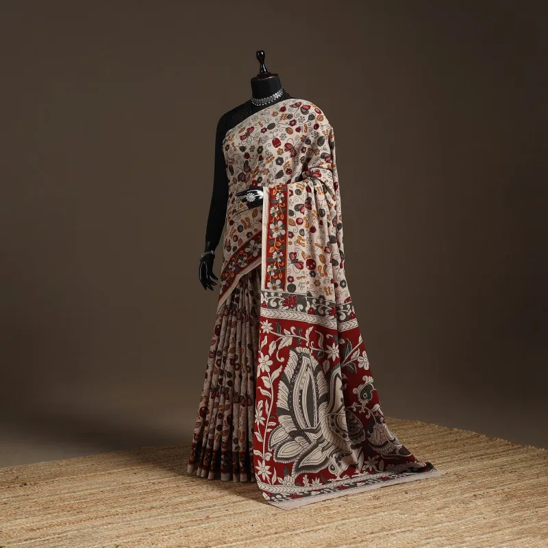Beige - Printed Cotton Kalamkari Saree 29 sold by Itokri