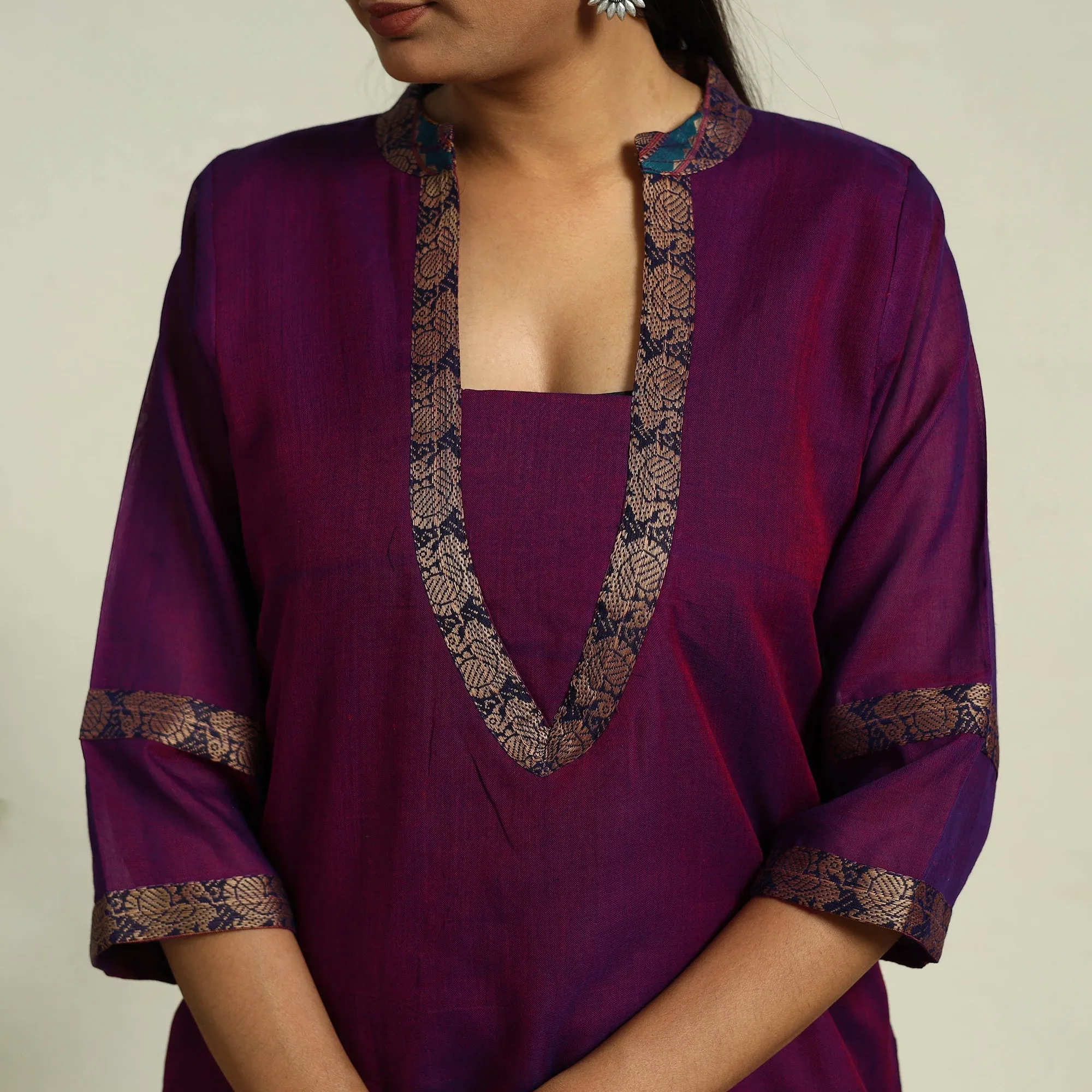 Purple - Mercerised Cotton Straight Dharwad Kurta 17 sold by Itokri product image thumbnail 5
