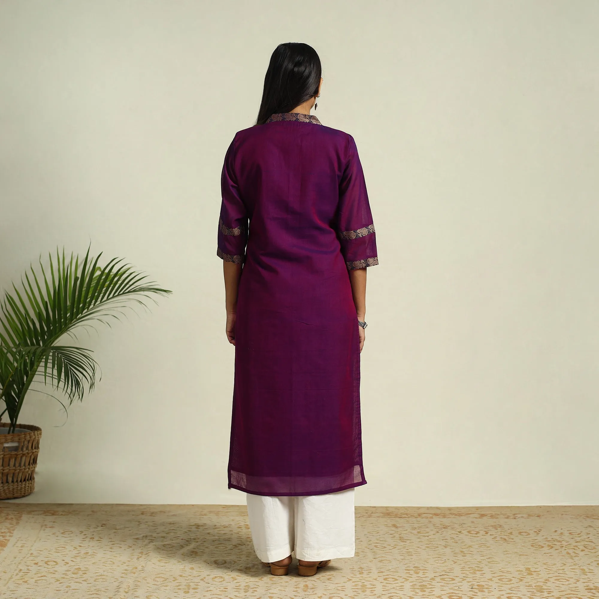 Purple - Mercerised Cotton Straight Dharwad Kurta 17 sold by Itokri product image thumbnail 4