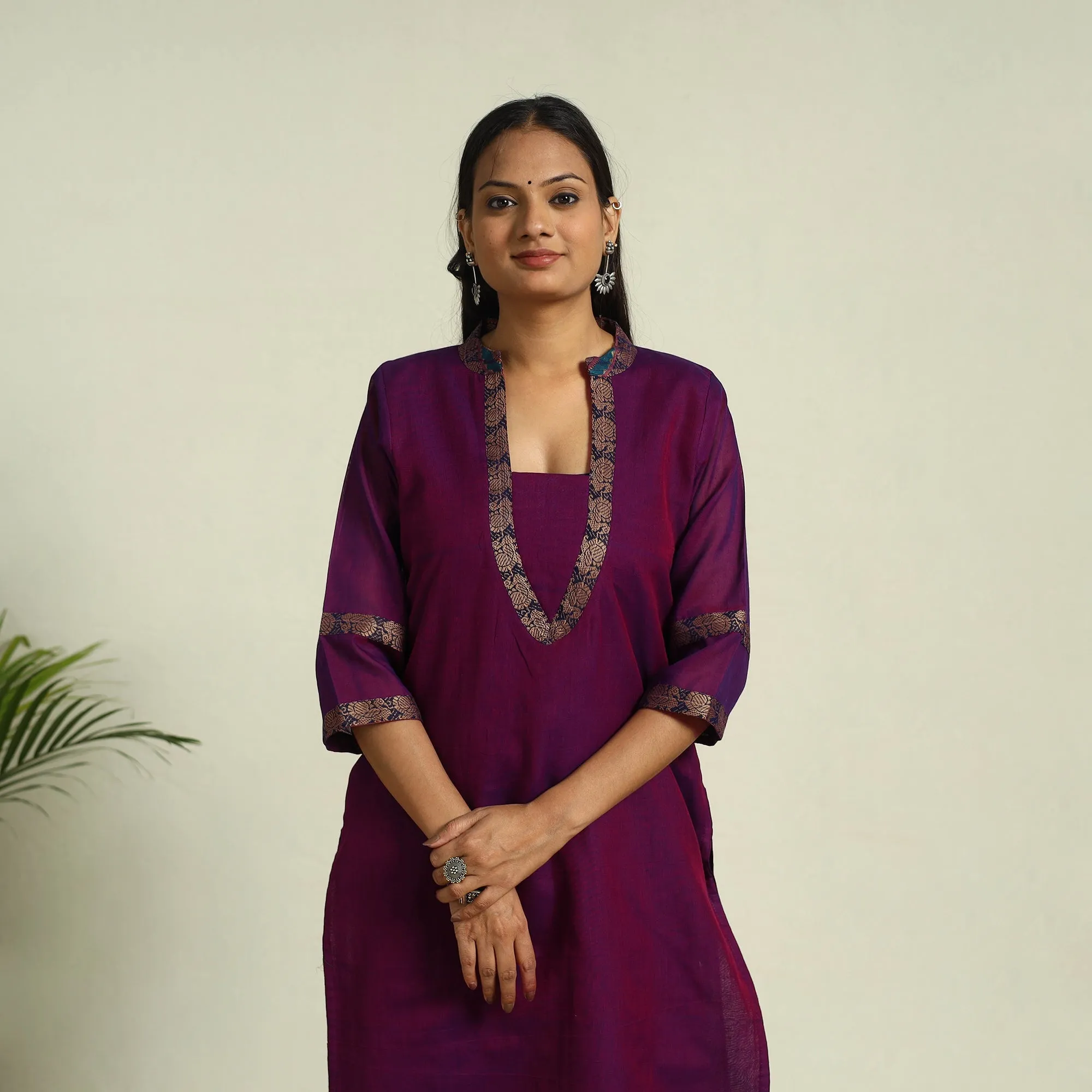 Purple - Mercerised Cotton Straight Dharwad Kurta 17 sold by Itokri product image thumbnail 3