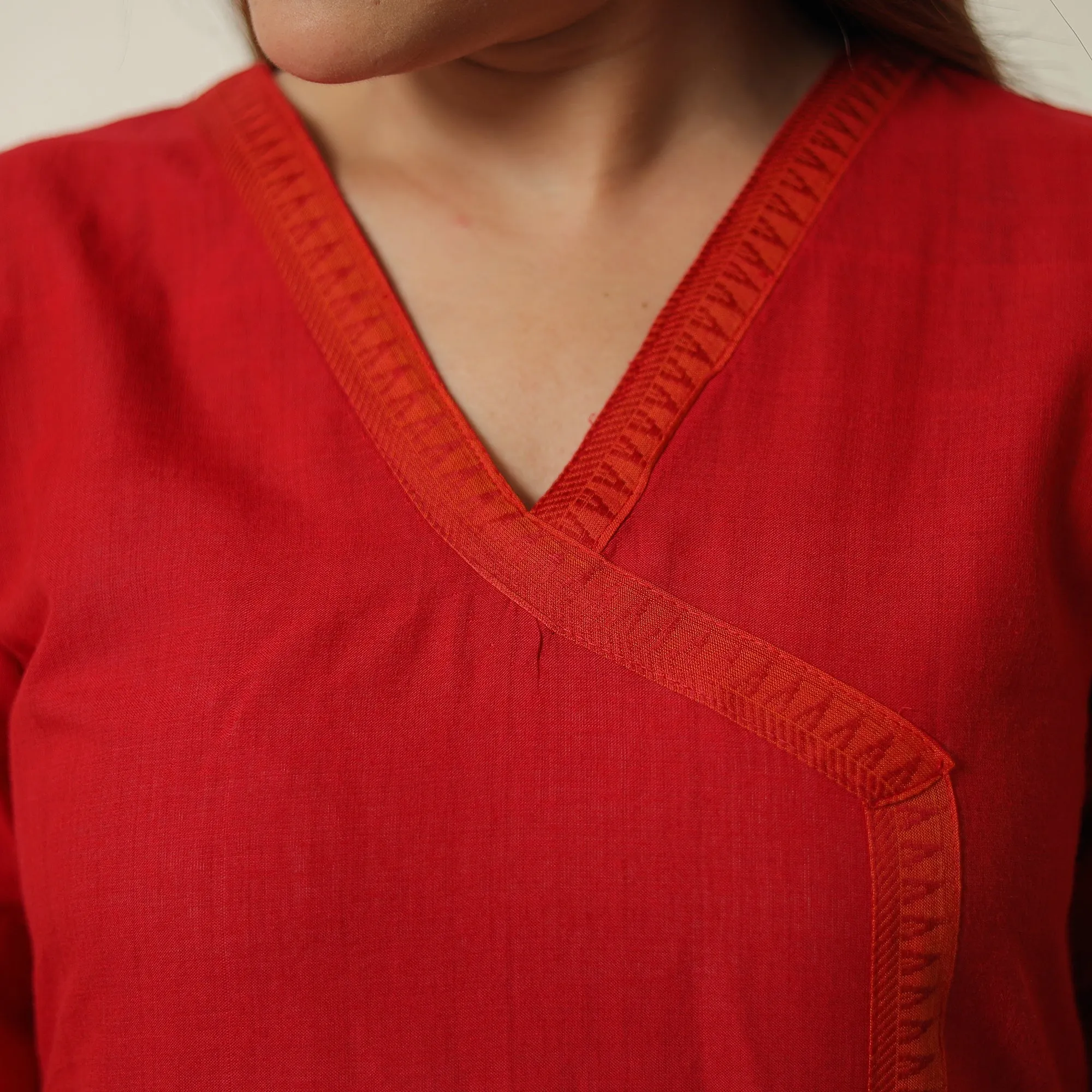 Red - Dharwad Cotton Straight Kurta 12 sold by Itokri product image thumbnail 5