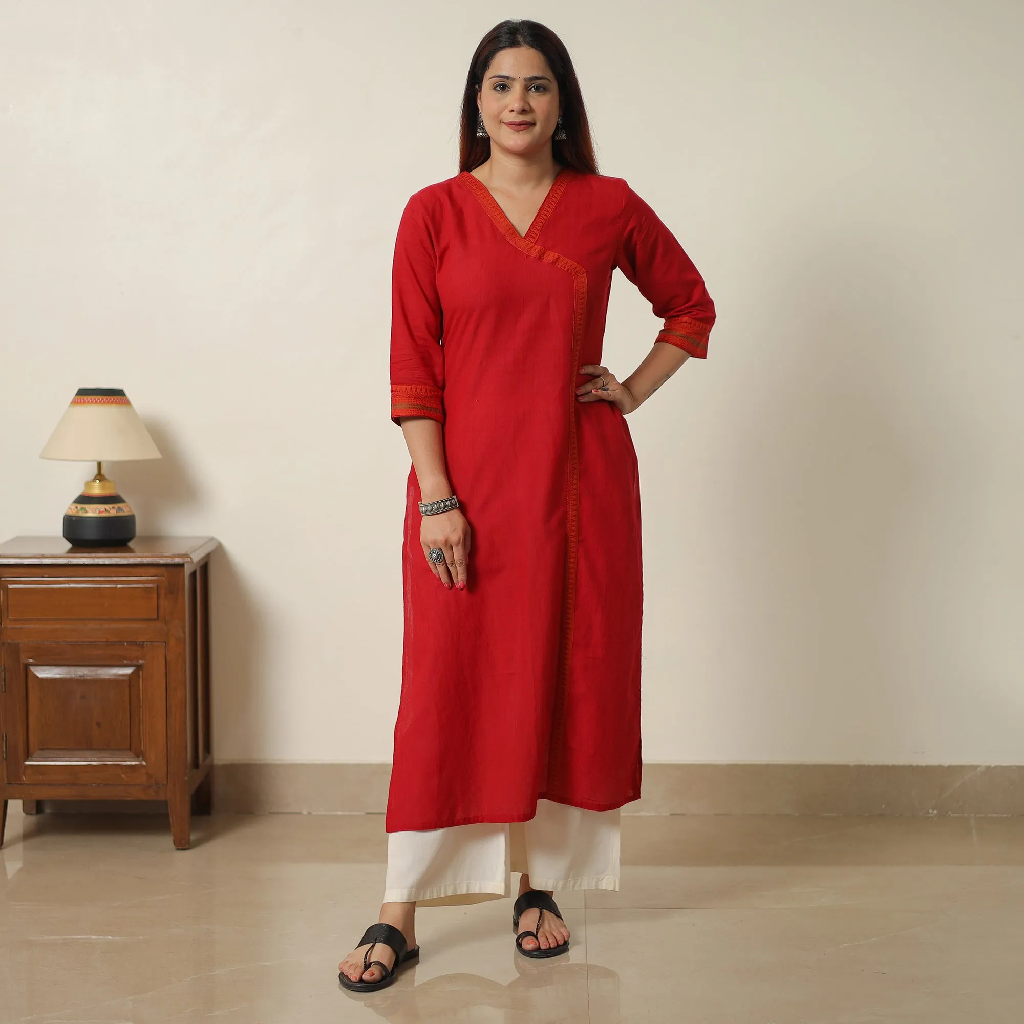 Red - Dharwad Cotton Straight Kurta 12 sold by Itokri product image thumbnail 2