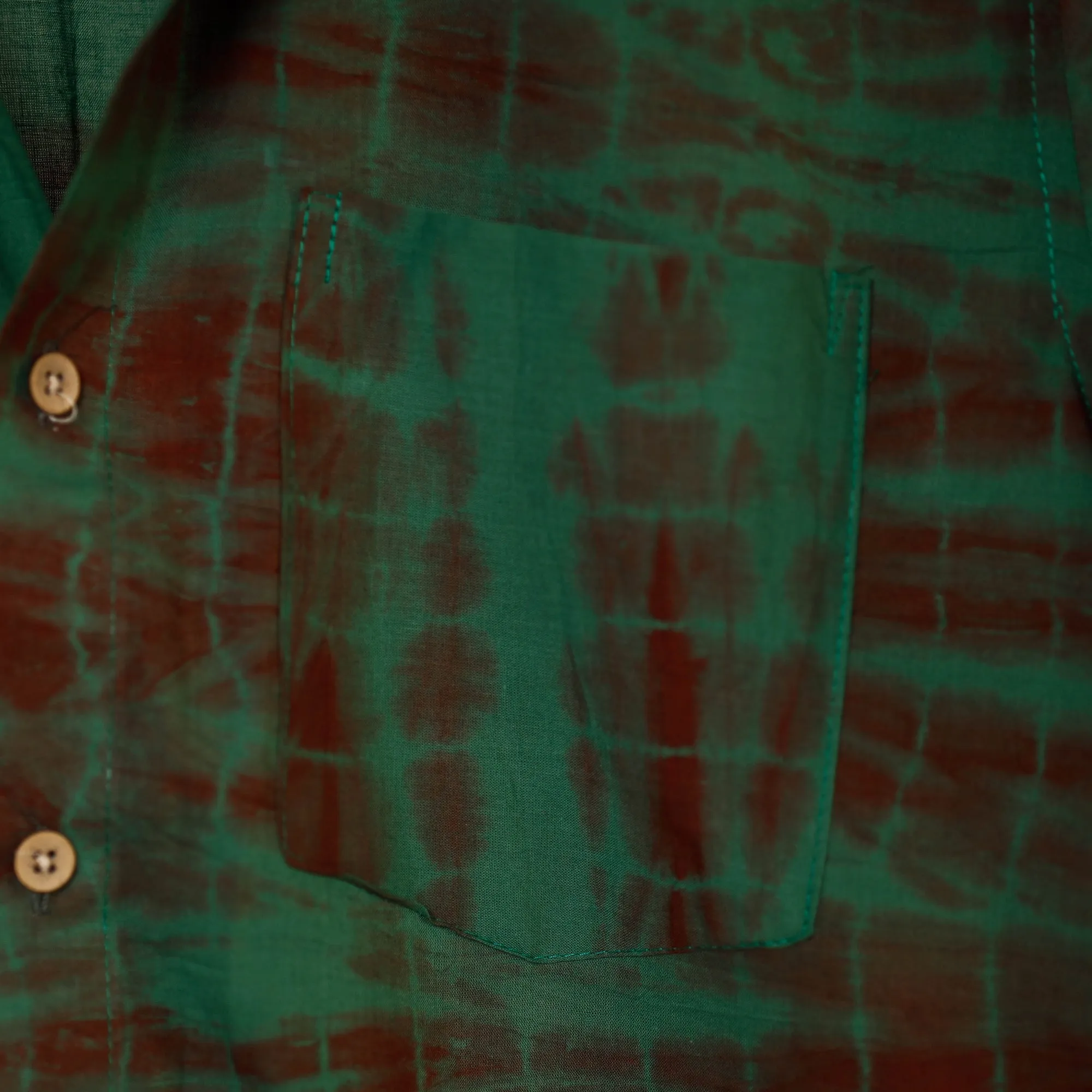 Green - Shibori Tie-Dye Mul Cotton Men Half Sleeve Shirt sold by Itokri product image thumbnail 5