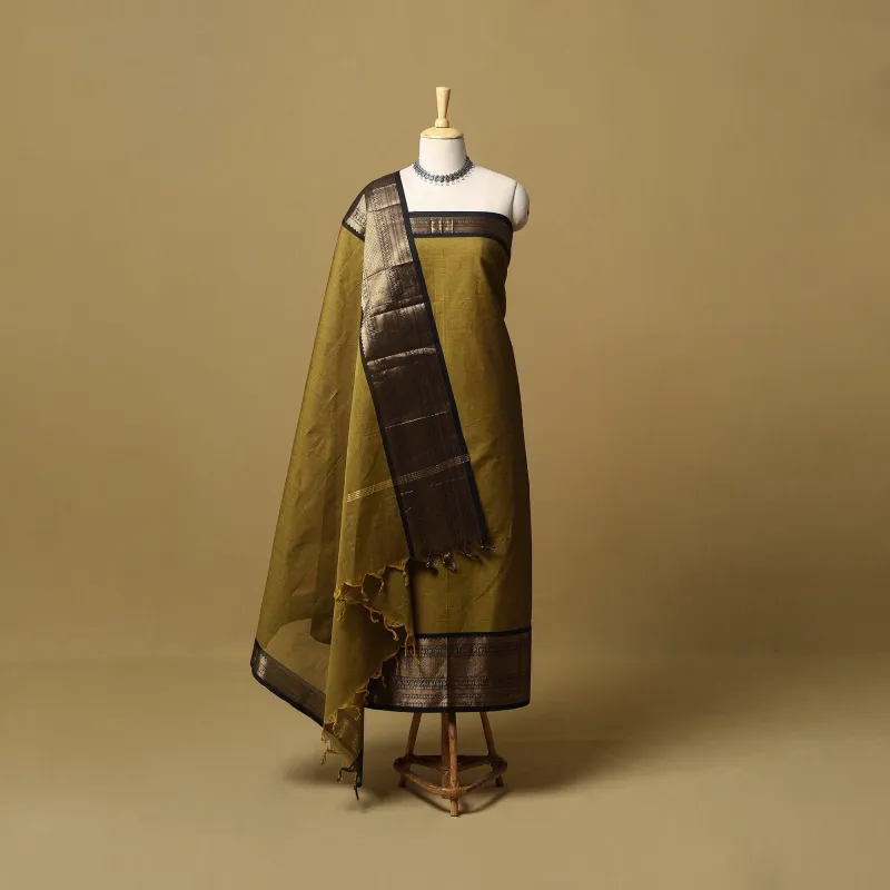 Yellow - 2pc Unstitched Kandangi Chettinad Cotton Dress Material 15 sold by Itokri