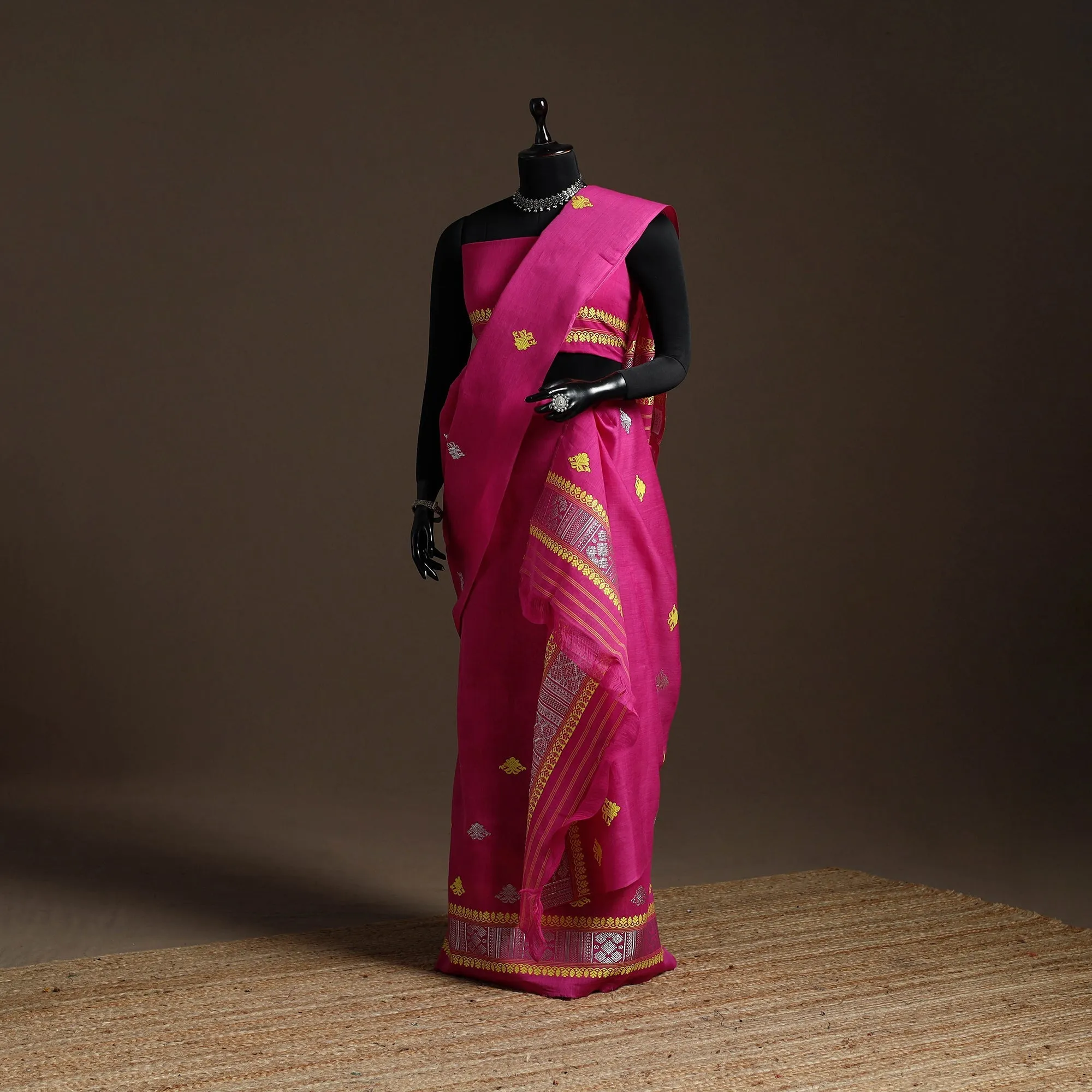 Pink - Assam Handloom Silk Cotton Mekhela Chador with Blouse Piece 01 sold by Itokri
