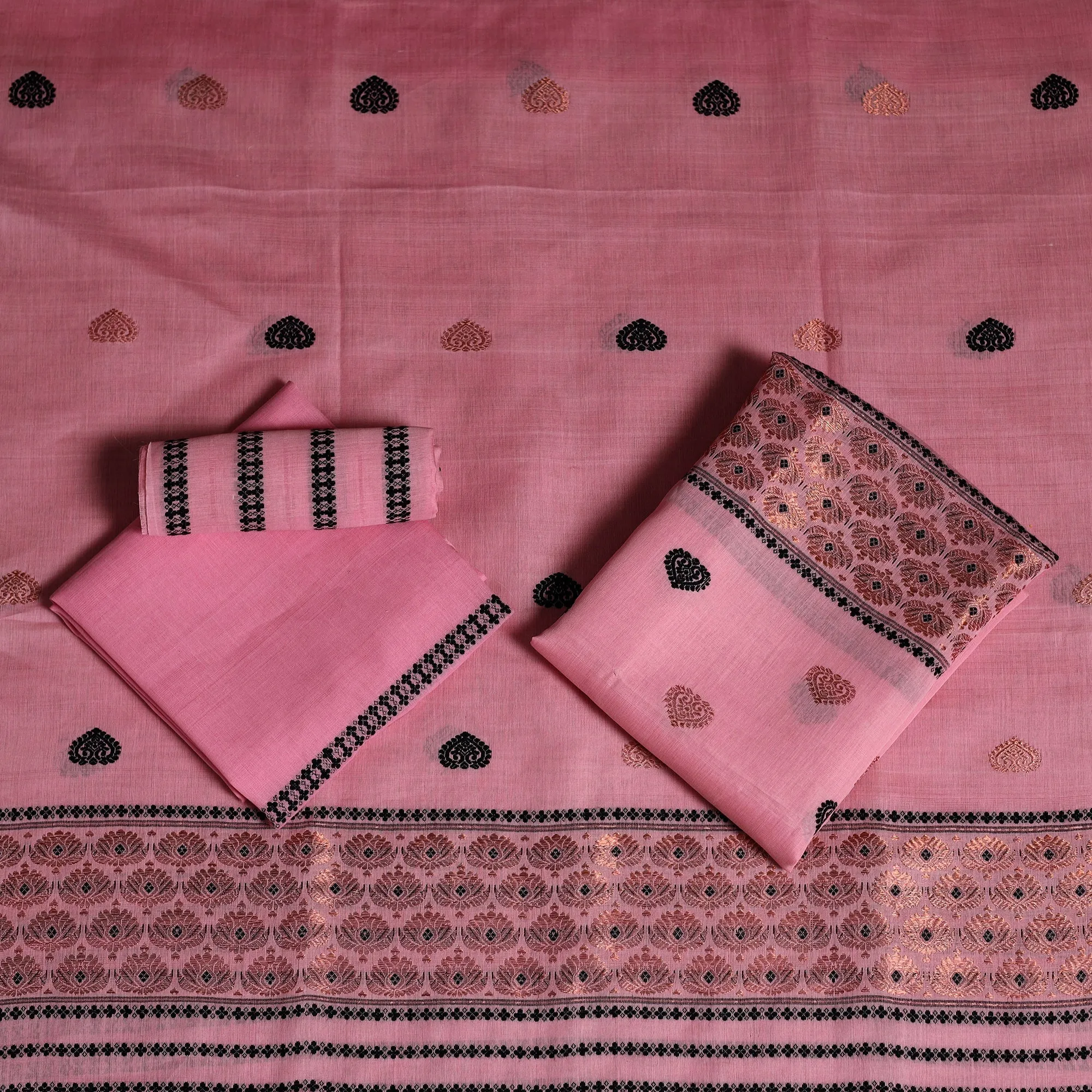 Pink - Assam Handloom Silk Cotton Mekhela Chador with Blouse Piece 10 sold by Itokri product image thumbnail 3