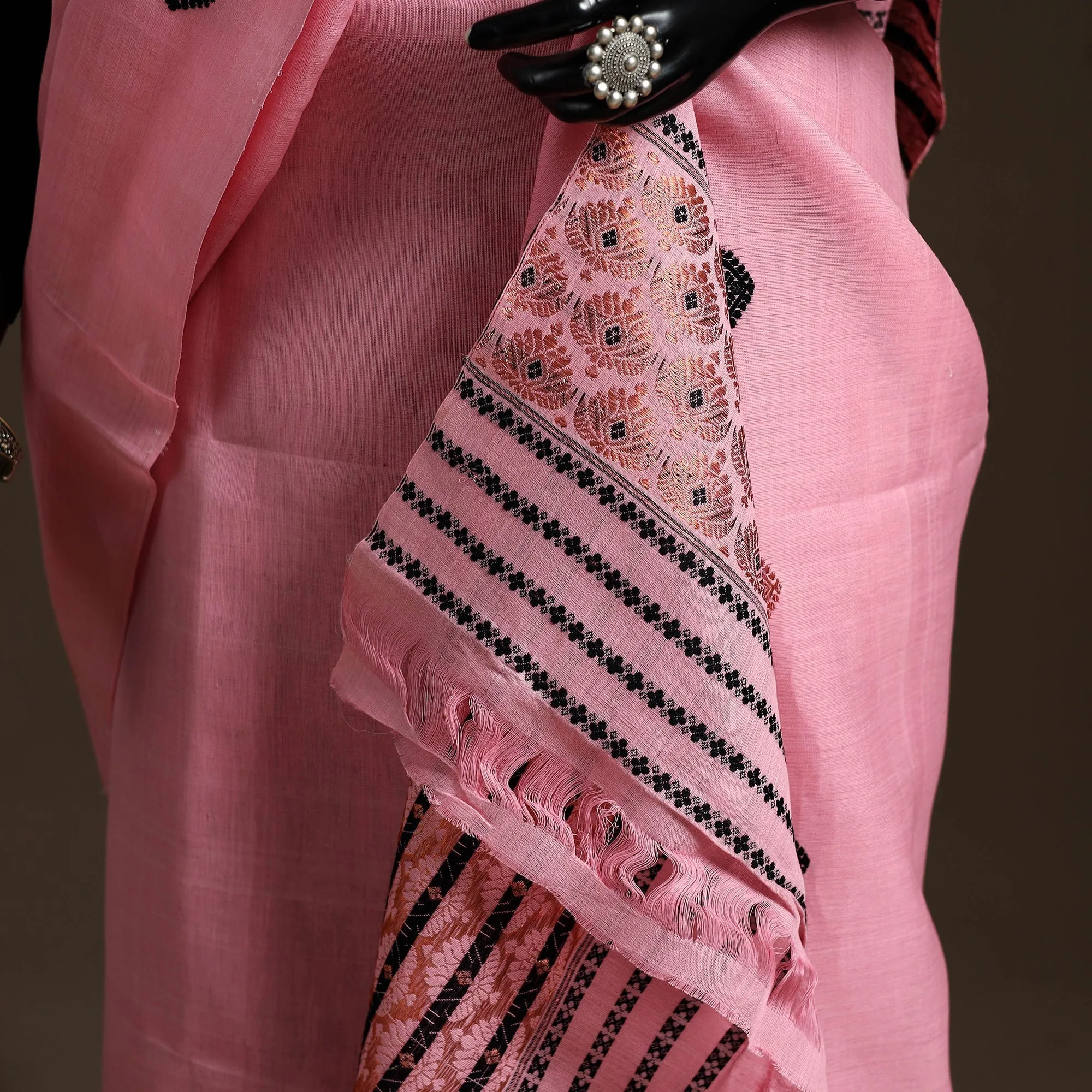 Pink - Assam Handloom Silk Cotton Mekhela Chador with Blouse Piece 10 sold by Itokri product image thumbnail 4