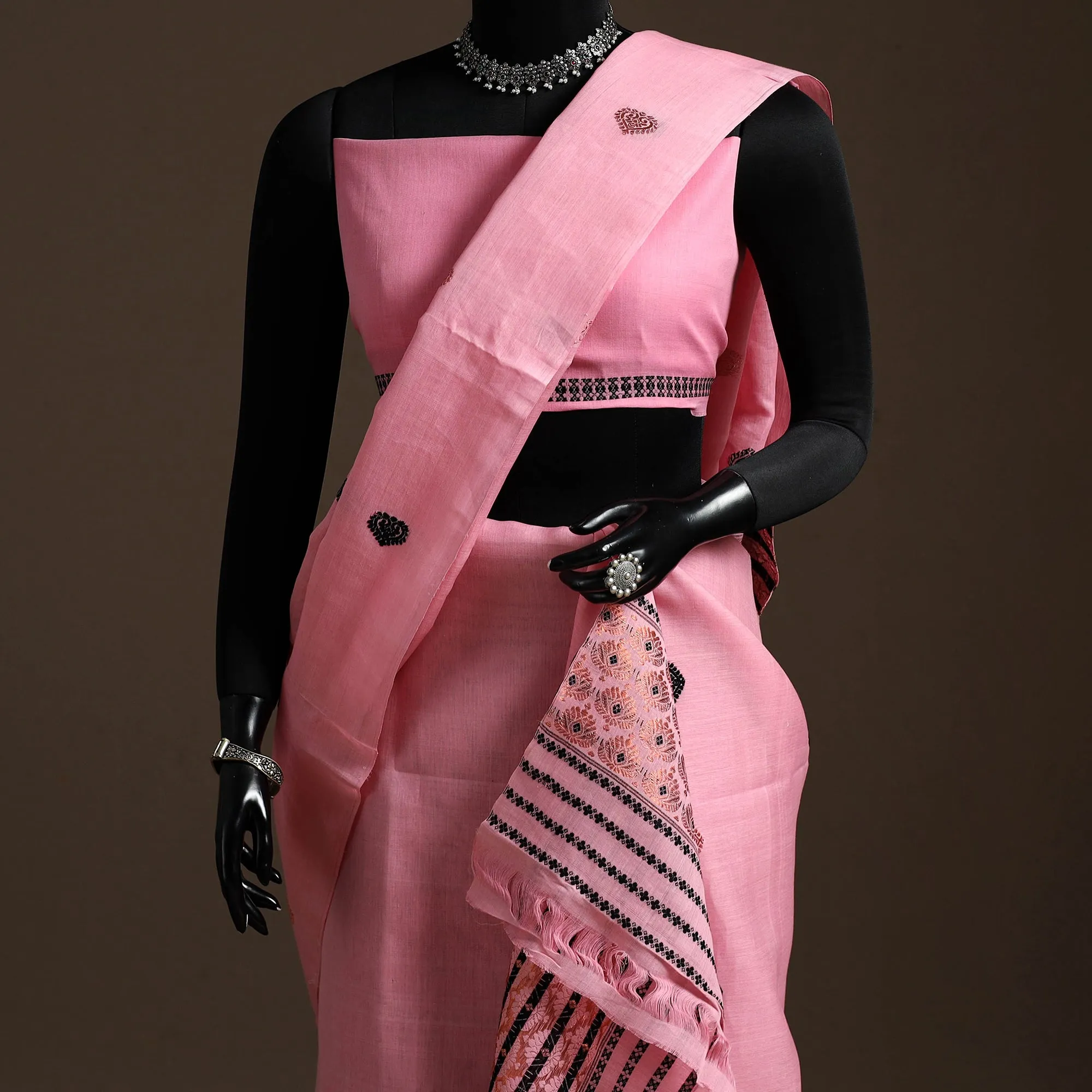 Pink - Assam Handloom Silk Cotton Mekhela Chador with Blouse Piece 10 sold by Itokri product image thumbnail 2