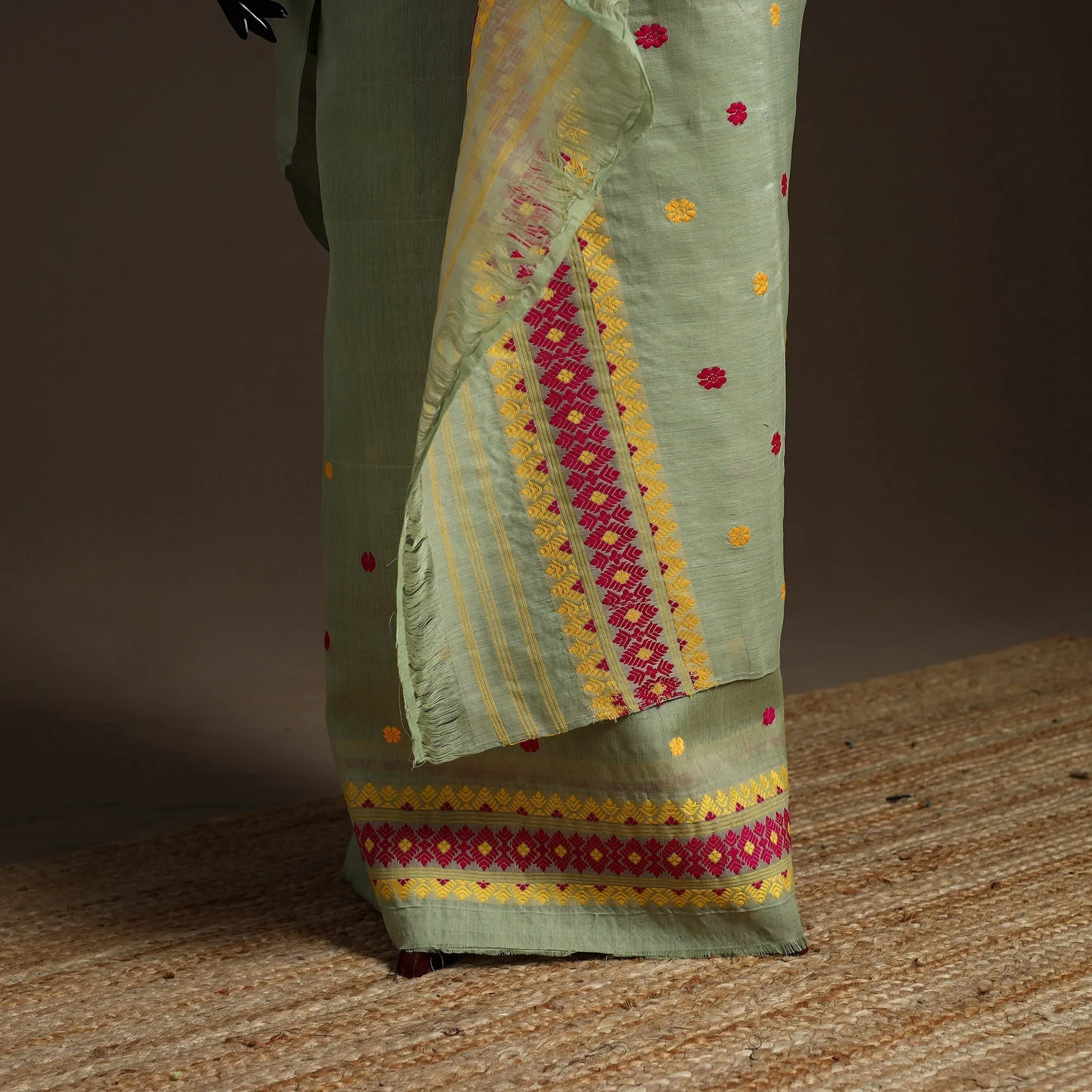 Green - Assam Handloom Silk Cotton Mekhela Chador with Blouse Piece 03 sold by Itokri product image thumbnail 5