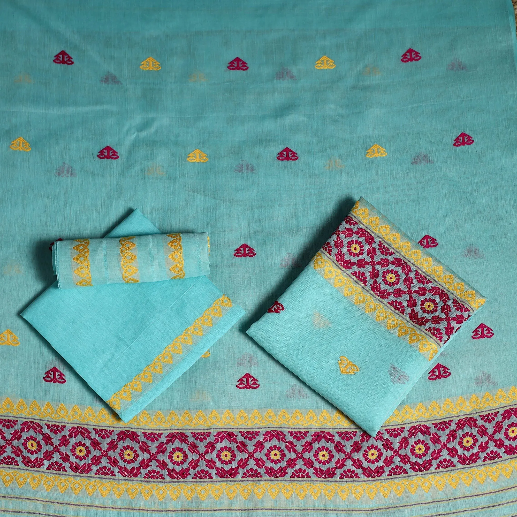 Blue - Assam Handloom Silk Cotton Mekhela Chador with Blouse Piece 02 sold by Itokri product image thumbnail 3