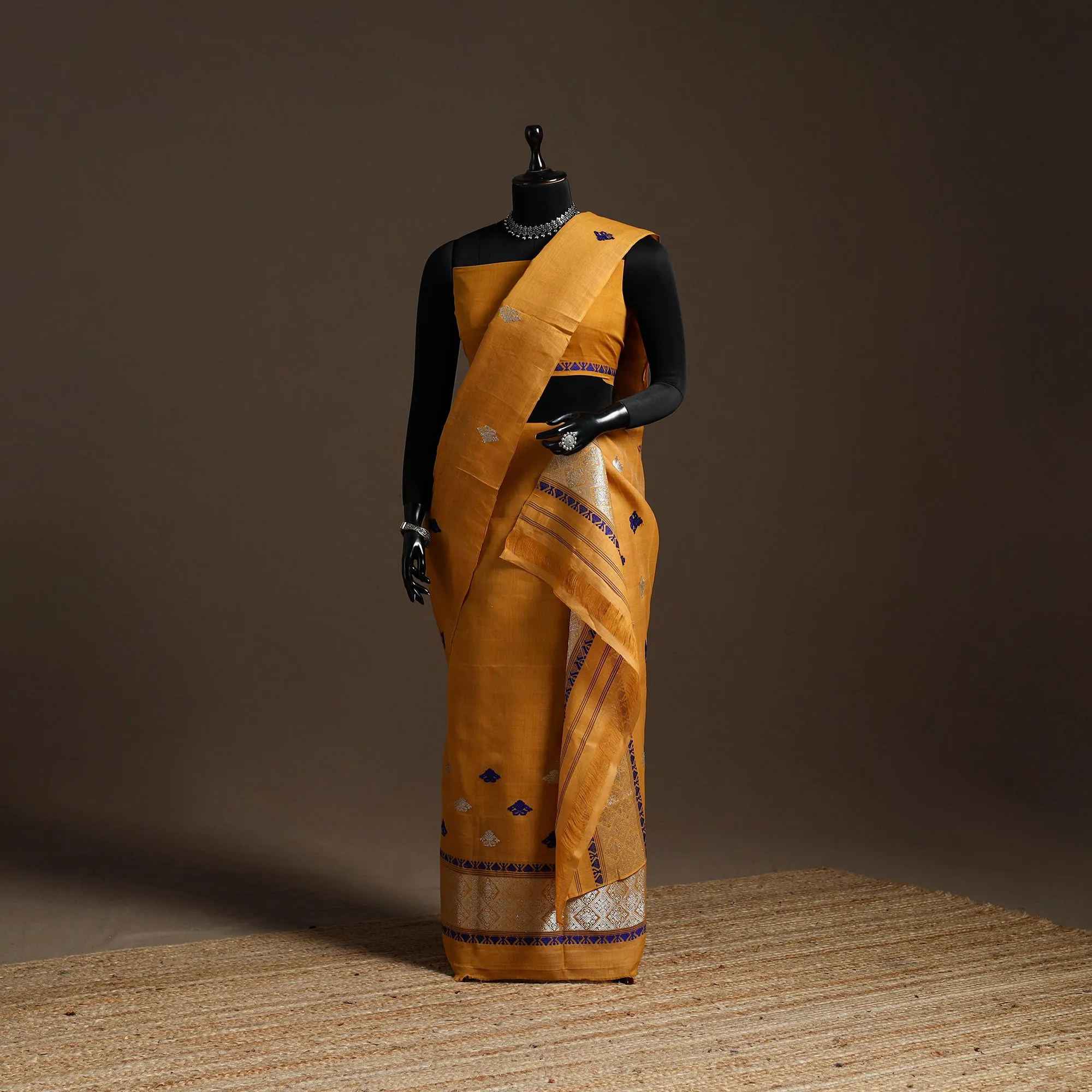 Yellow - Assam Handloom Silk Cotton Mekhela Chador with Blouse Piece 19 sold by Itokri