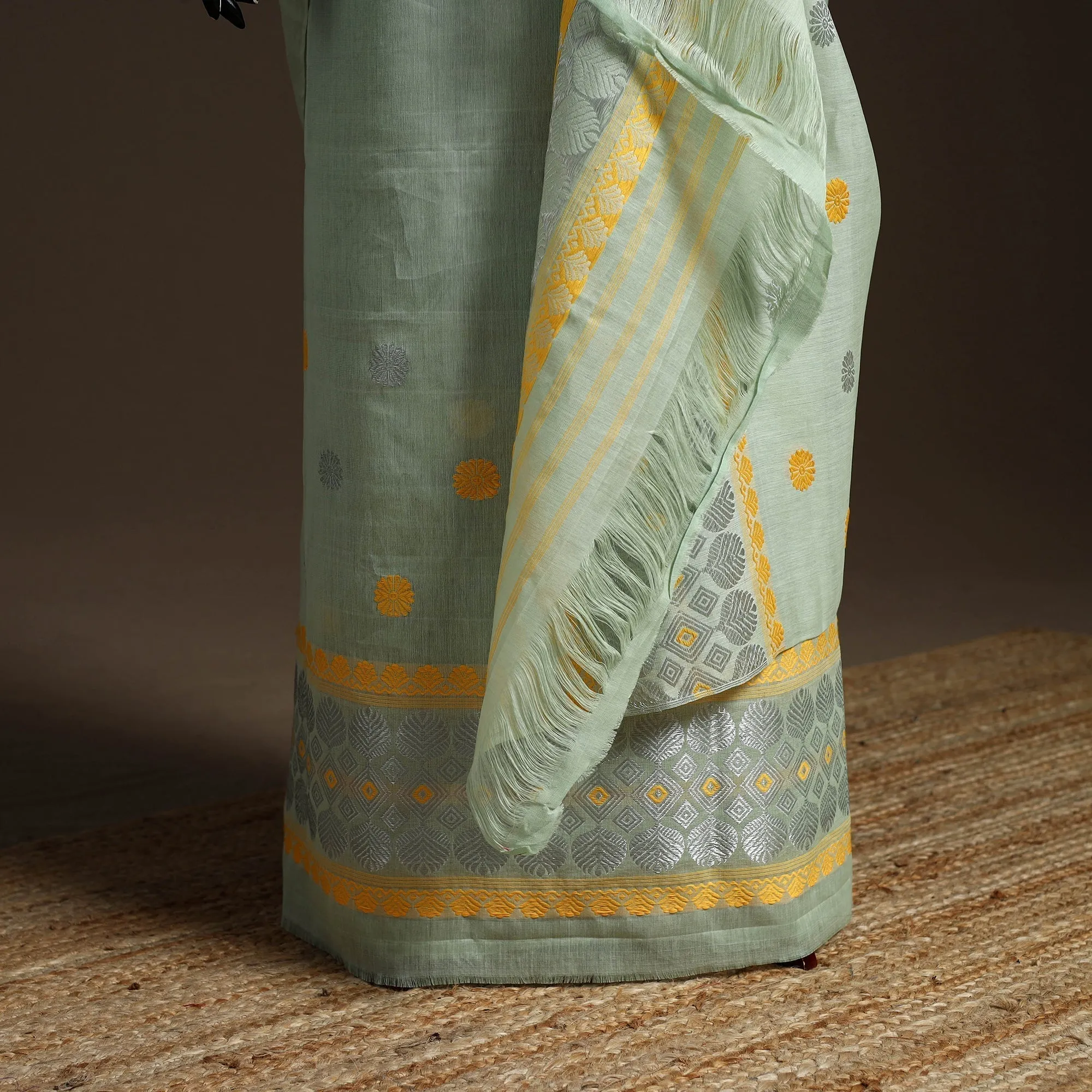 Green - Assam Handloom Silk Cotton Mekhela Chador with Blouse Piece 16 sold by Itokri product image thumbnail 5