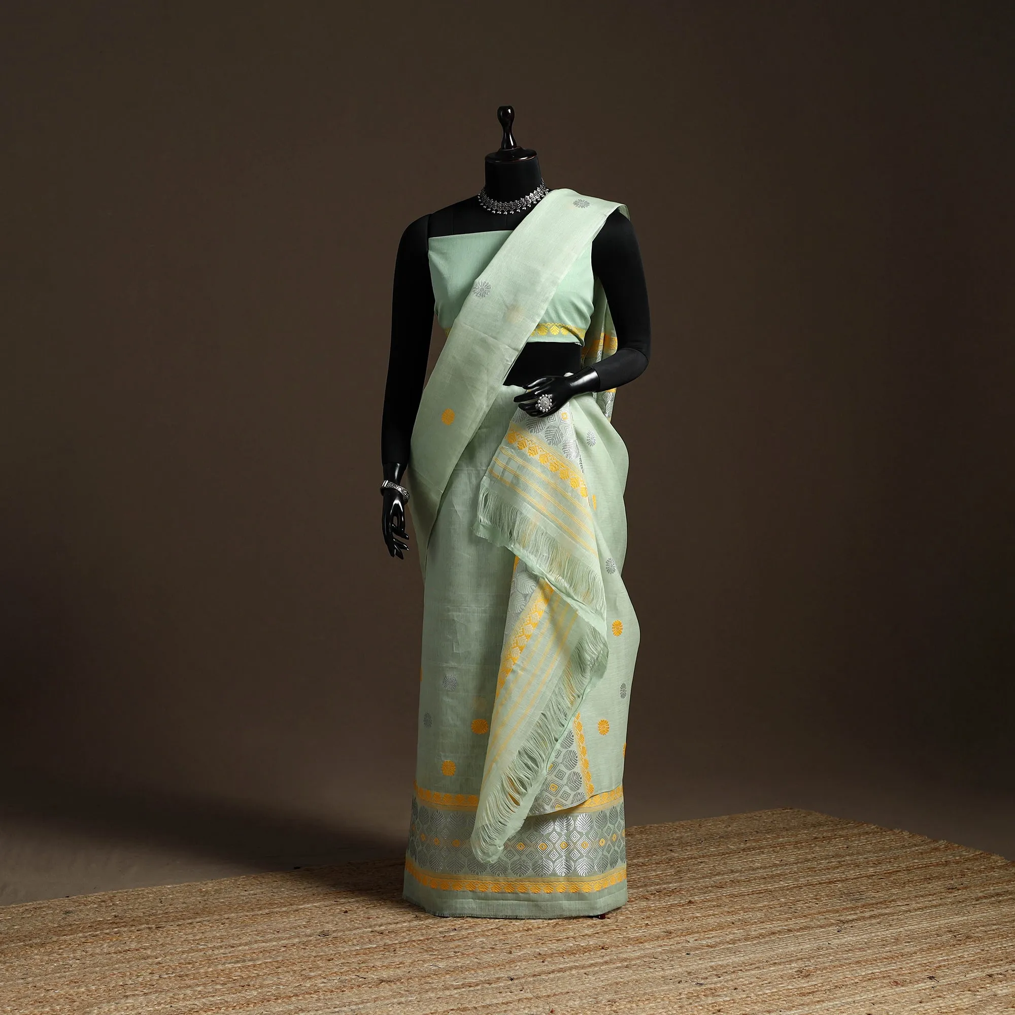 Green - Assam Handloom Silk Cotton Mekhela Chador with Blouse Piece 16 sold by Itokri