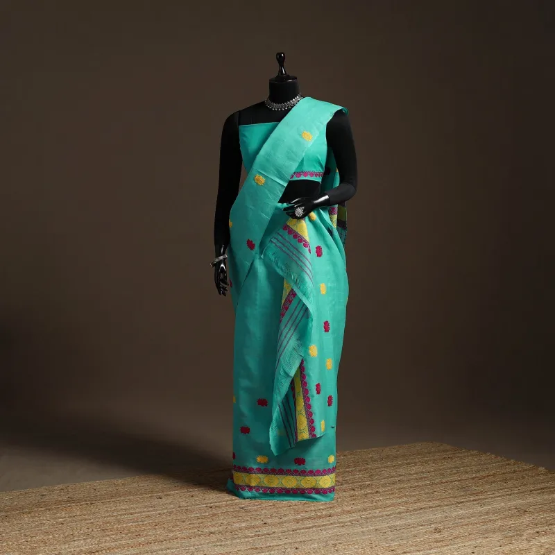 Green - Assam Handloom Silk Cotton Mekhela Chador with Blouse Piece 13 made by Itokri