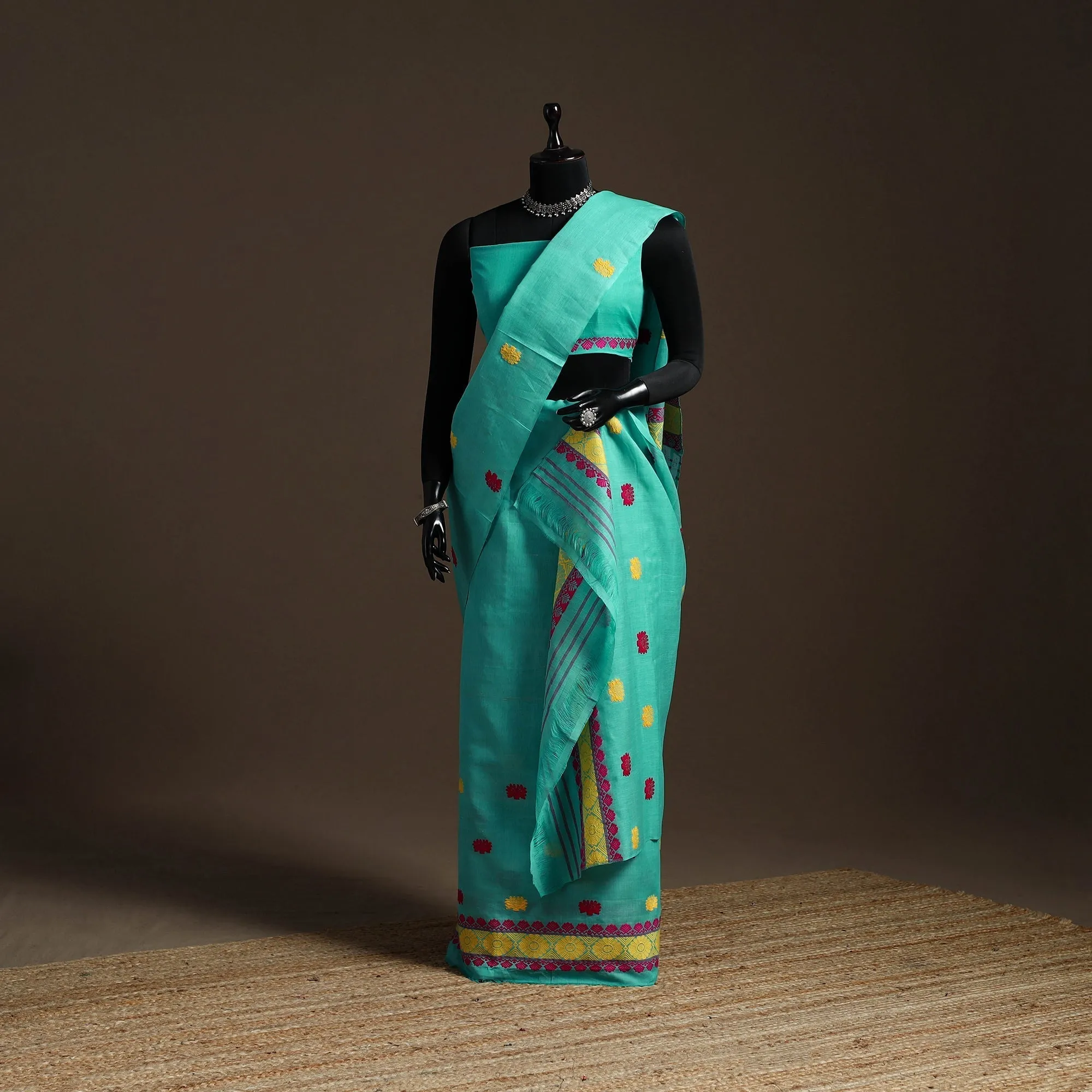 Green - Assam Handloom Silk Cotton Mekhela Chador with Blouse Piece 13 sold by Itokri