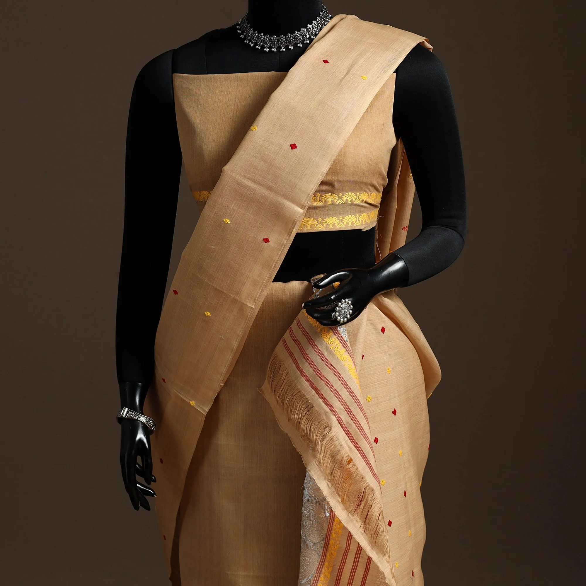 Beige - Assam Handloom Silk Cotton Mekhela Chador with Blouse Piece 20 sold by Itokri product image thumbnail 2