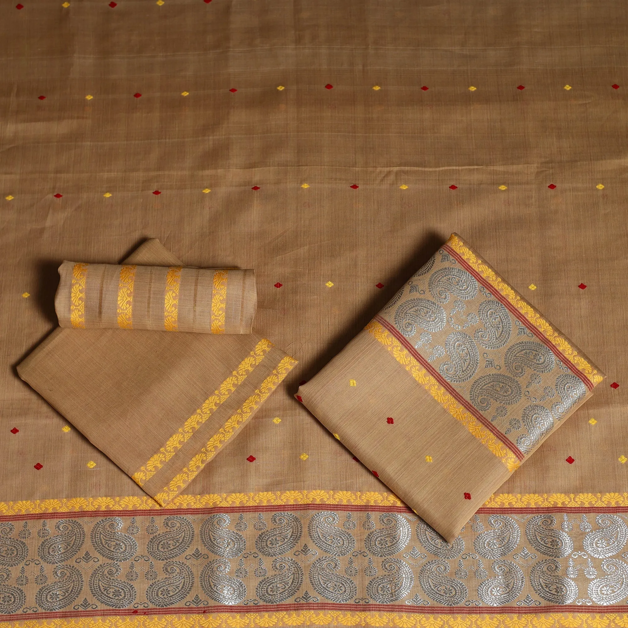 Beige - Assam Handloom Silk Cotton Mekhela Chador with Blouse Piece 20 sold by Itokri product image thumbnail 3