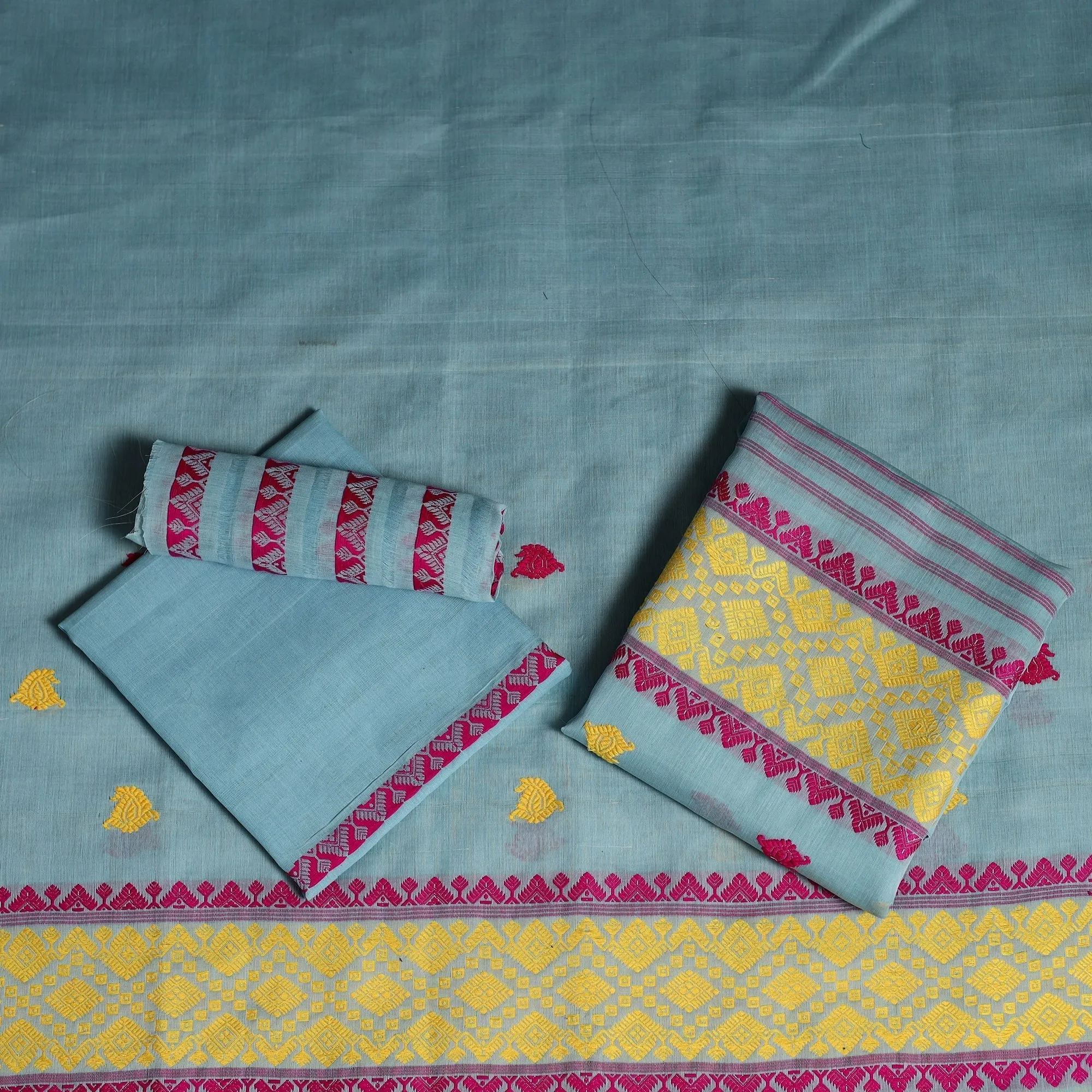 Blue - Assam Handloom Silk Cotton Mekhela Chador with Blouse Piece 22 sold by Itokri product image thumbnail 3