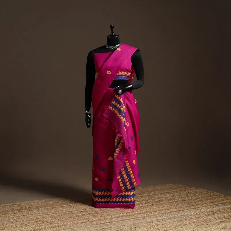Pink - Assam Handloom Silk Cotton Mekhela Chador with Blouse Piece 24 sold by Itokri