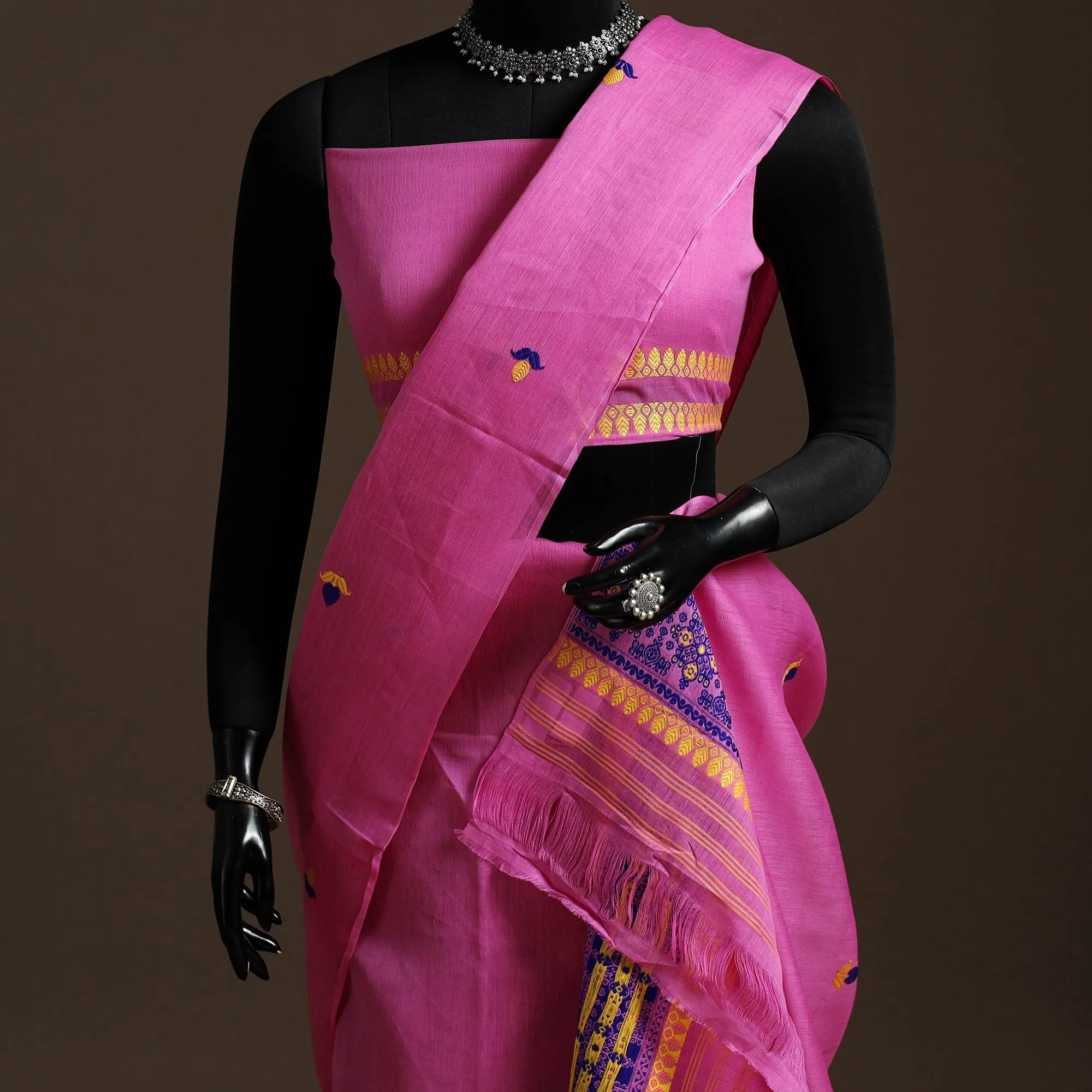 Pink - Assam Handloom Silk Cotton Mekhela Chador with Blouse Piece 25 sold by Itokri product image thumbnail 2