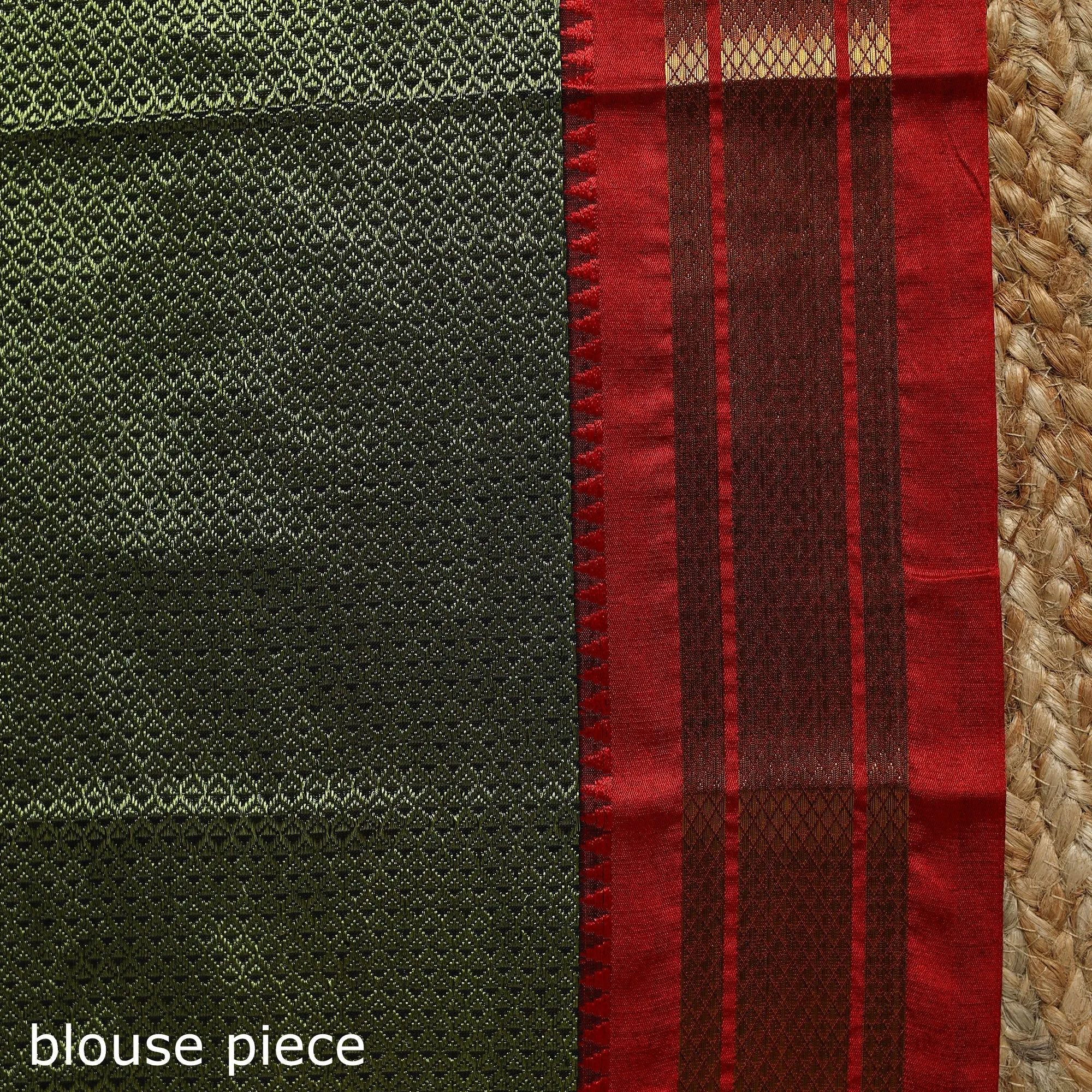 Green - Silk Cotton Khun Saree with Ilkal Pallu Chikki Paras Border 05 sold by Itokri product image thumbnail 5