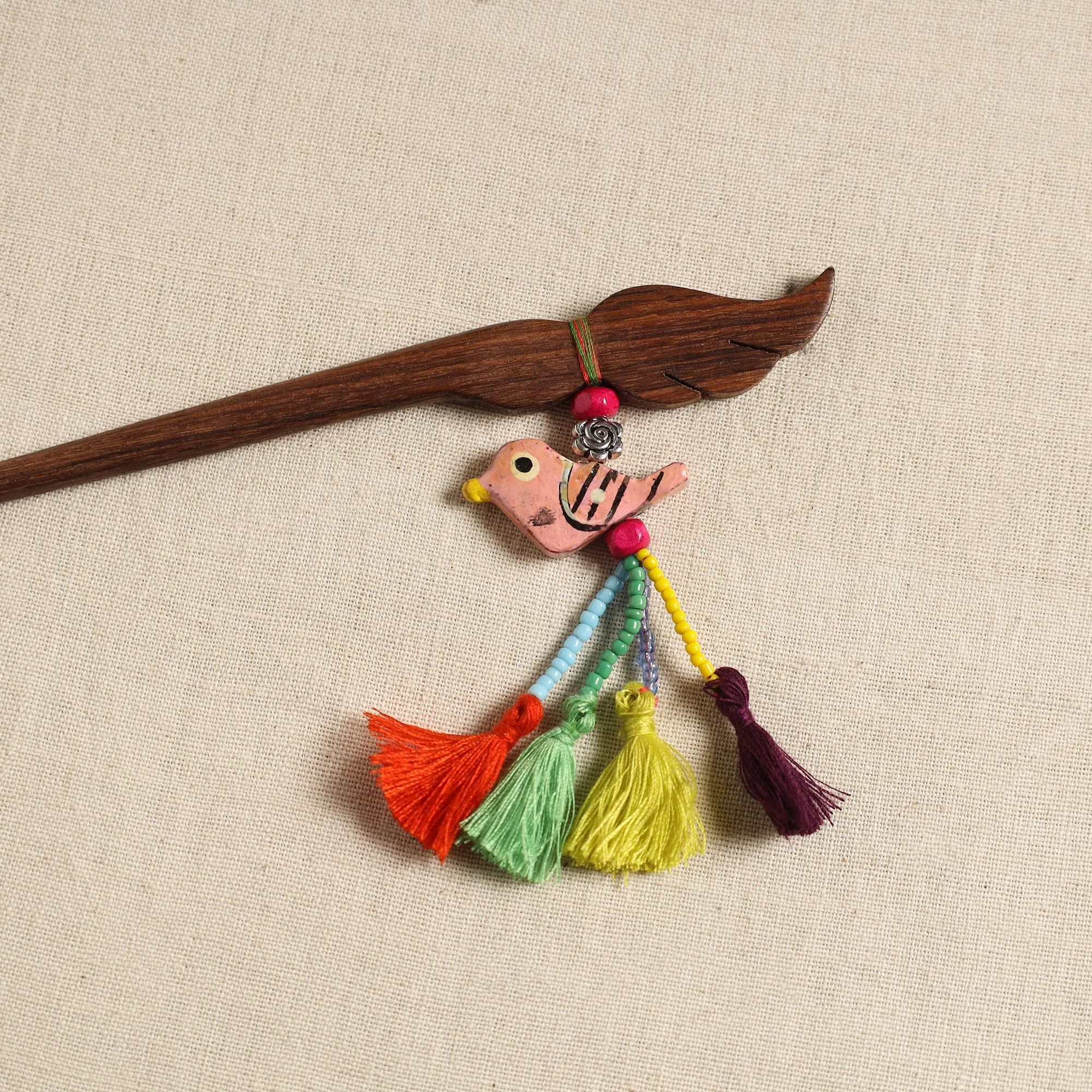 Brown - Handmade Bird Tassel Juda Stick 07 sold by Itokri product image thumbnail 2