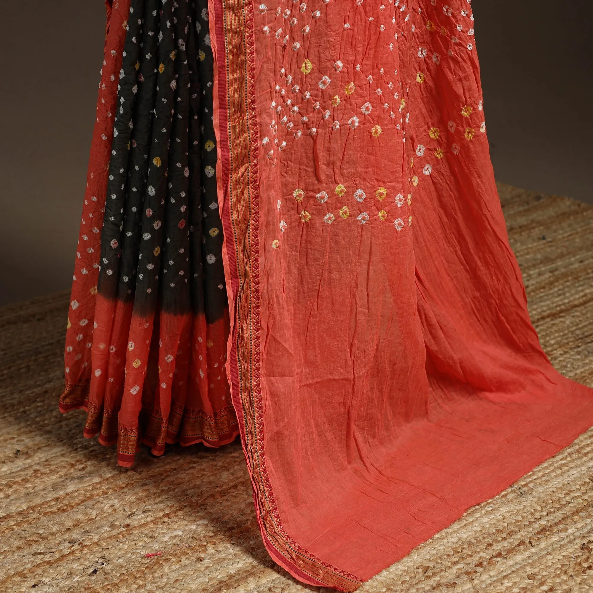 Pink - Kutch Tie-Dye Cotton Bandhani Saree with Blouse Piece 48 sold by Itokri product image thumbnail 4