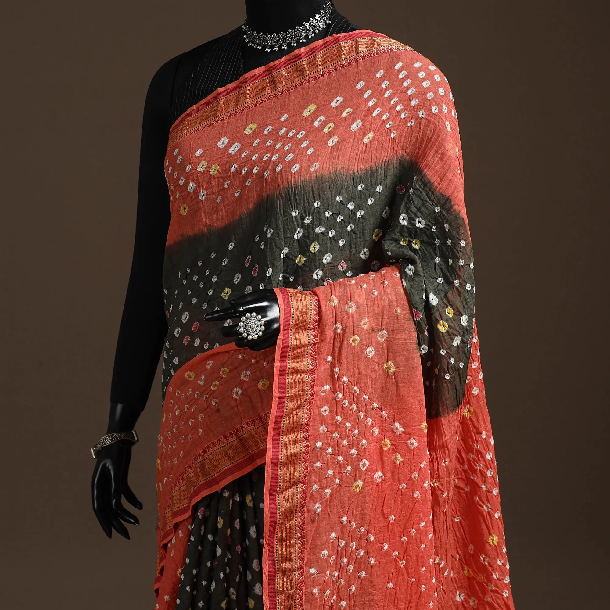 Pink - Kutch Tie-Dye Cotton Bandhani Saree with Blouse Piece 48 sold by Itokri product image thumbnail 2