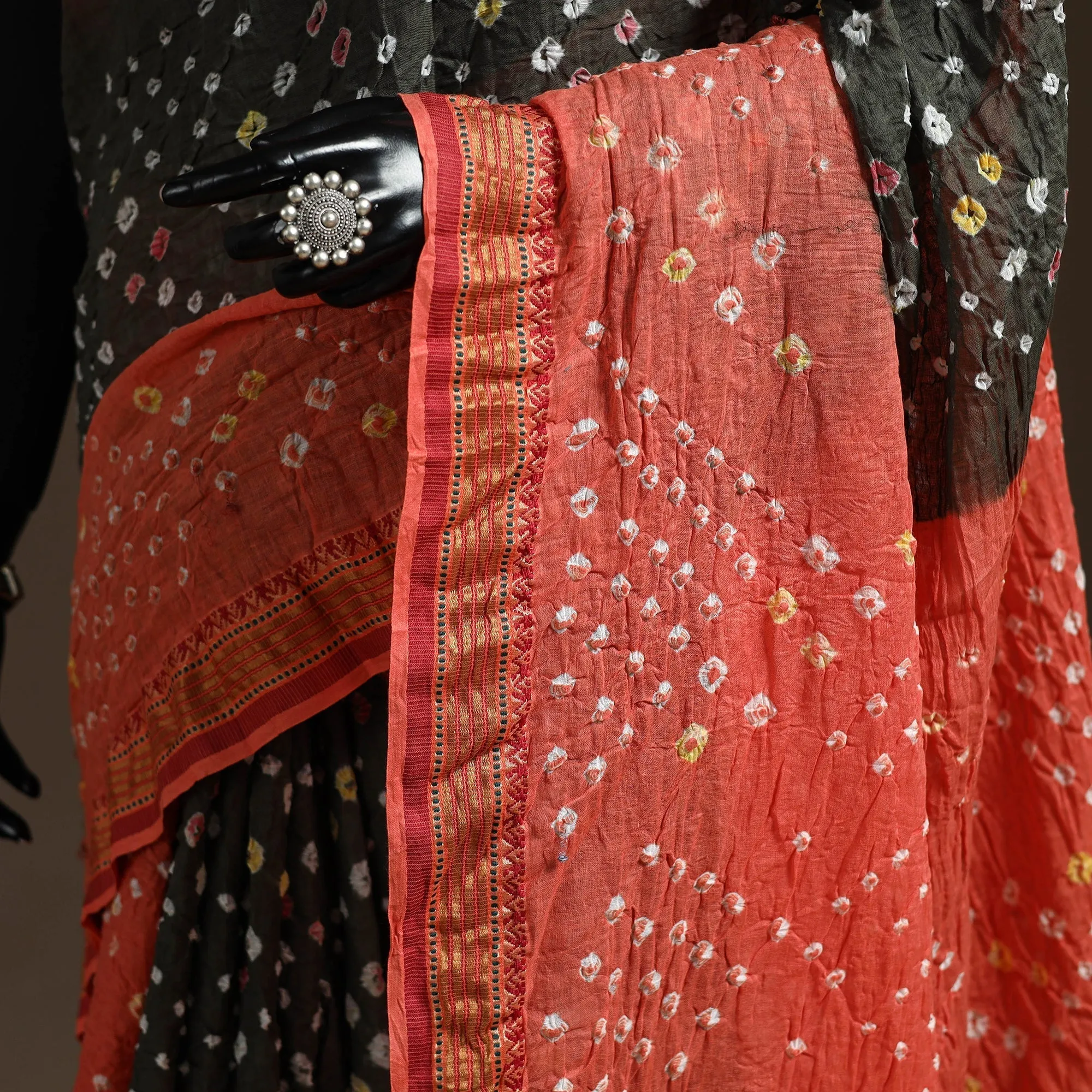 Pink - Kutch Tie-Dye Cotton Bandhani Saree with Blouse Piece 48 sold by Itokri product image thumbnail 3