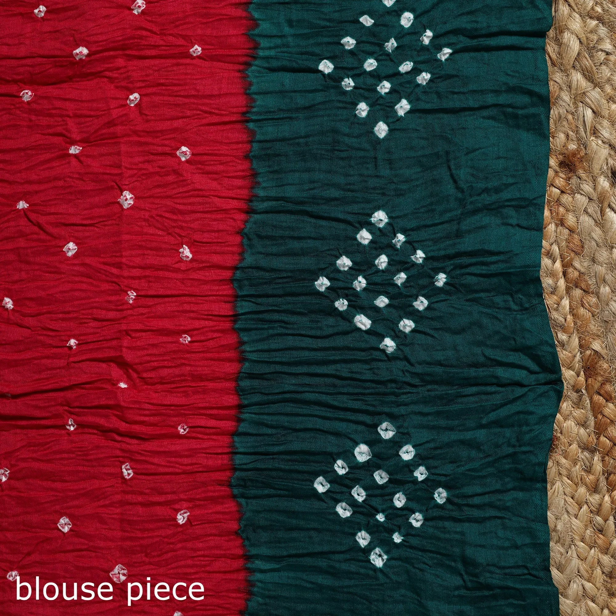 Green - Kutch Tie-Dye Cotton Bandhani Saree with Blouse Piece 45 sold by Itokri product image thumbnail 5