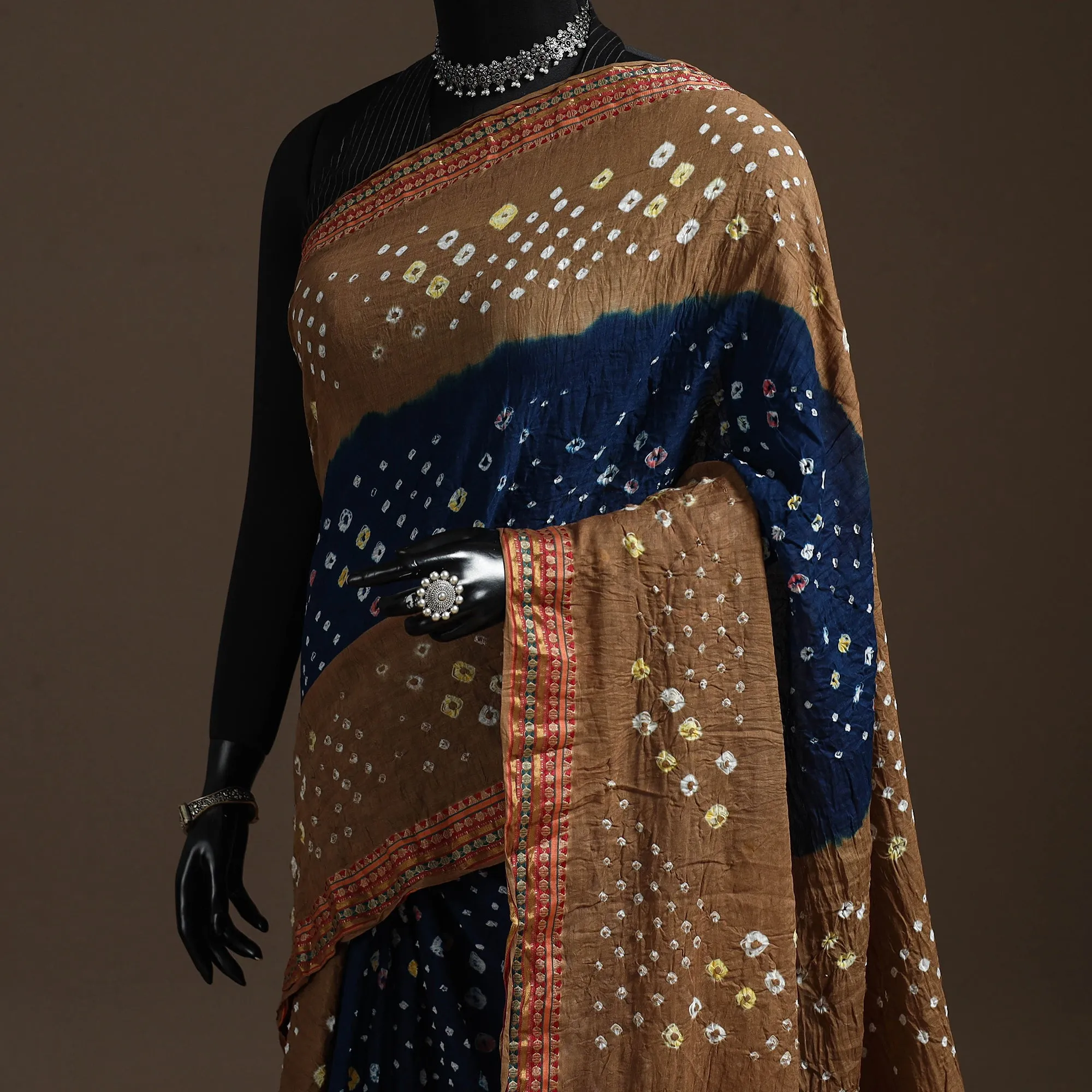 Brown - Kutch Tie-Dye Cotton Bandhani Saree with Blouse Piece 24 sold by Itokri product image thumbnail 2