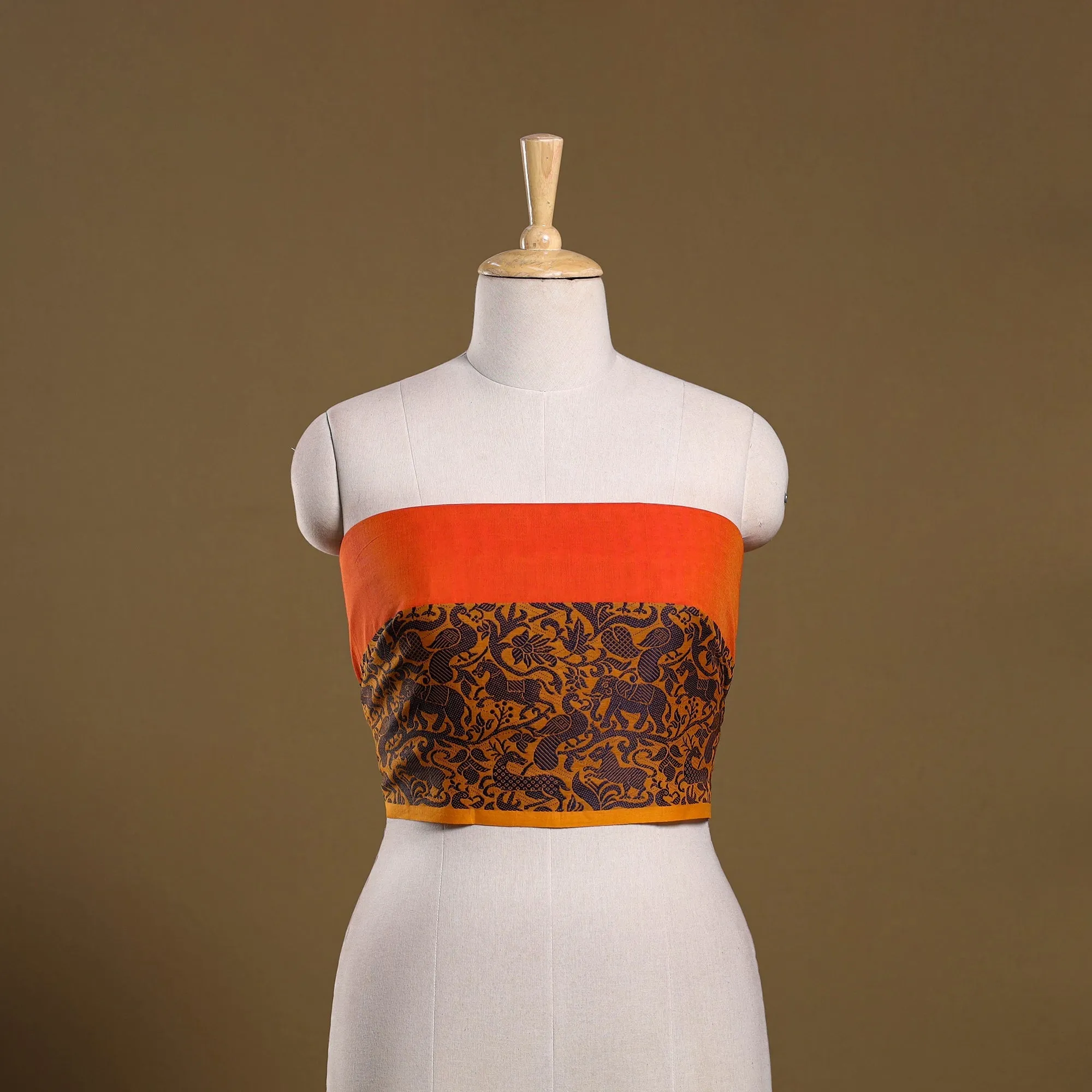 Orange - Kanchipuram Cotton Blouse Piece 53 sold by Itokri