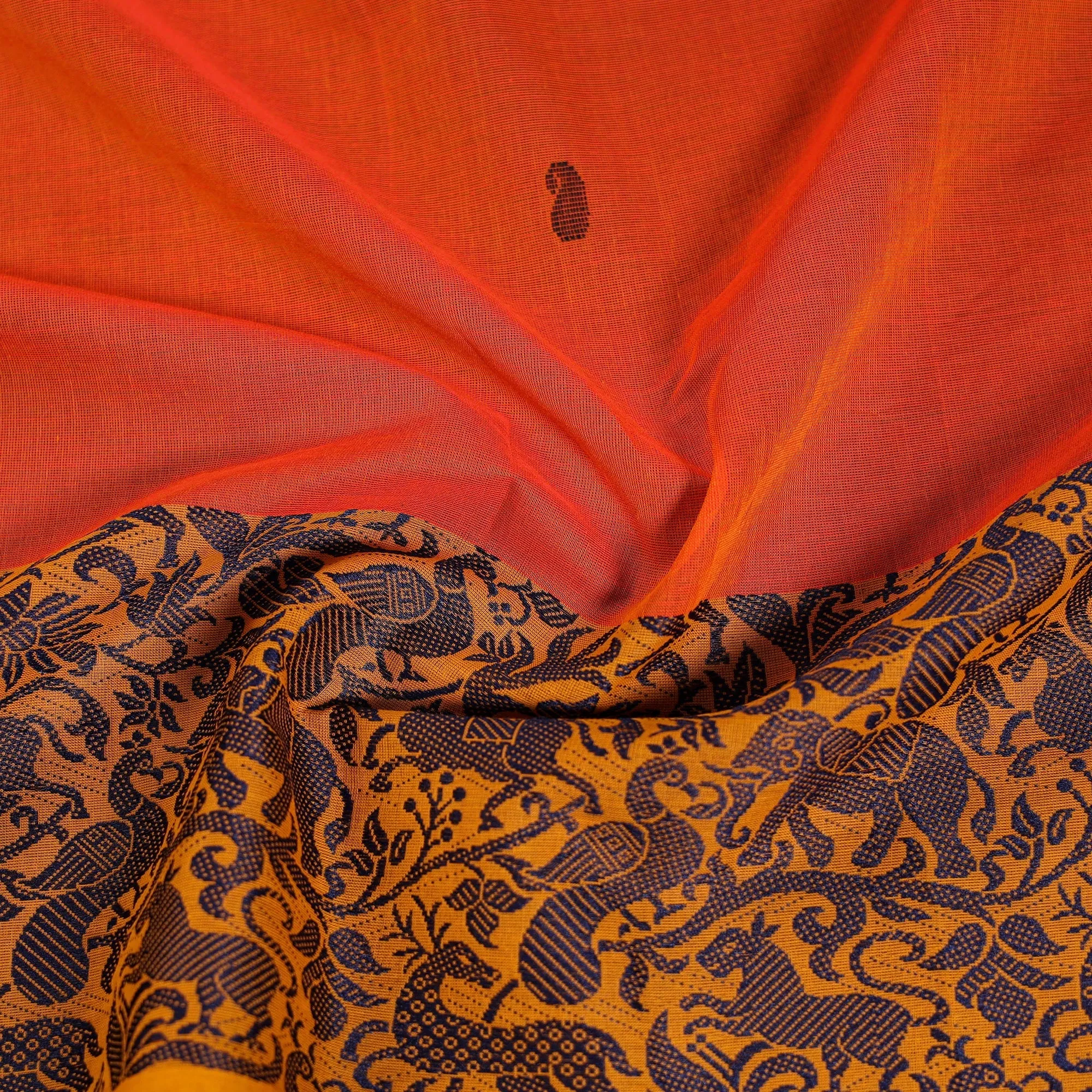 Orange - Kanchipuram Cotton Blouse Piece 53 sold by Itokri product image thumbnail 3