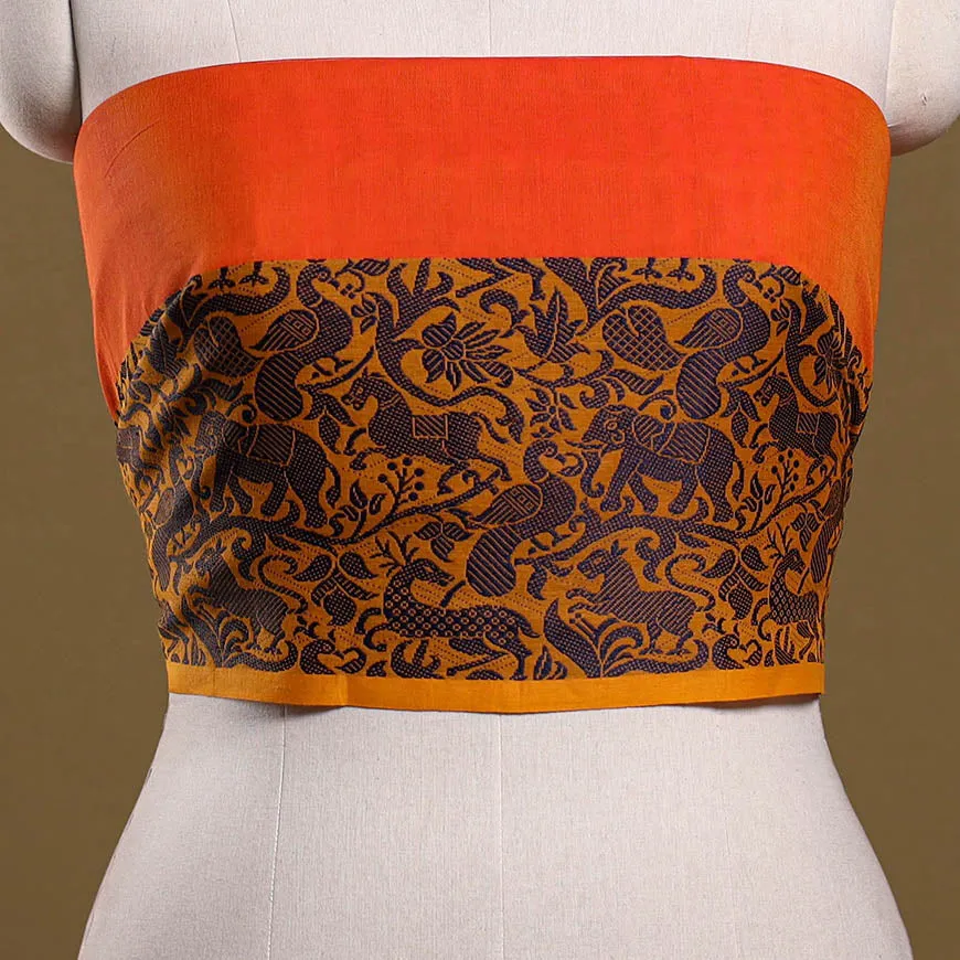 Orange - Kanchipuram Cotton Blouse Piece 53 sold by Itokri product image thumbnail 2