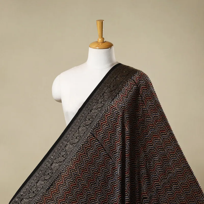 Multicolor - Natural Dyed Dola Silk Hand Block Ajrakh Print Fabric 56 sold by Itokri