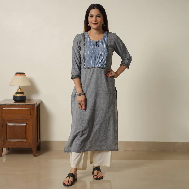 Light Grey - Dharwad Cotton Straight Kurta 21 made by Itokri