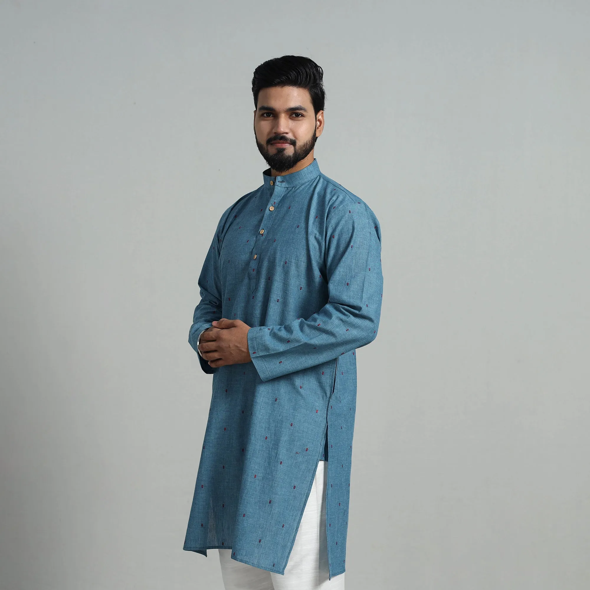 Cotton Long Jacquard Kurta for Men 11 sold by Itokri product image thumbnail 3