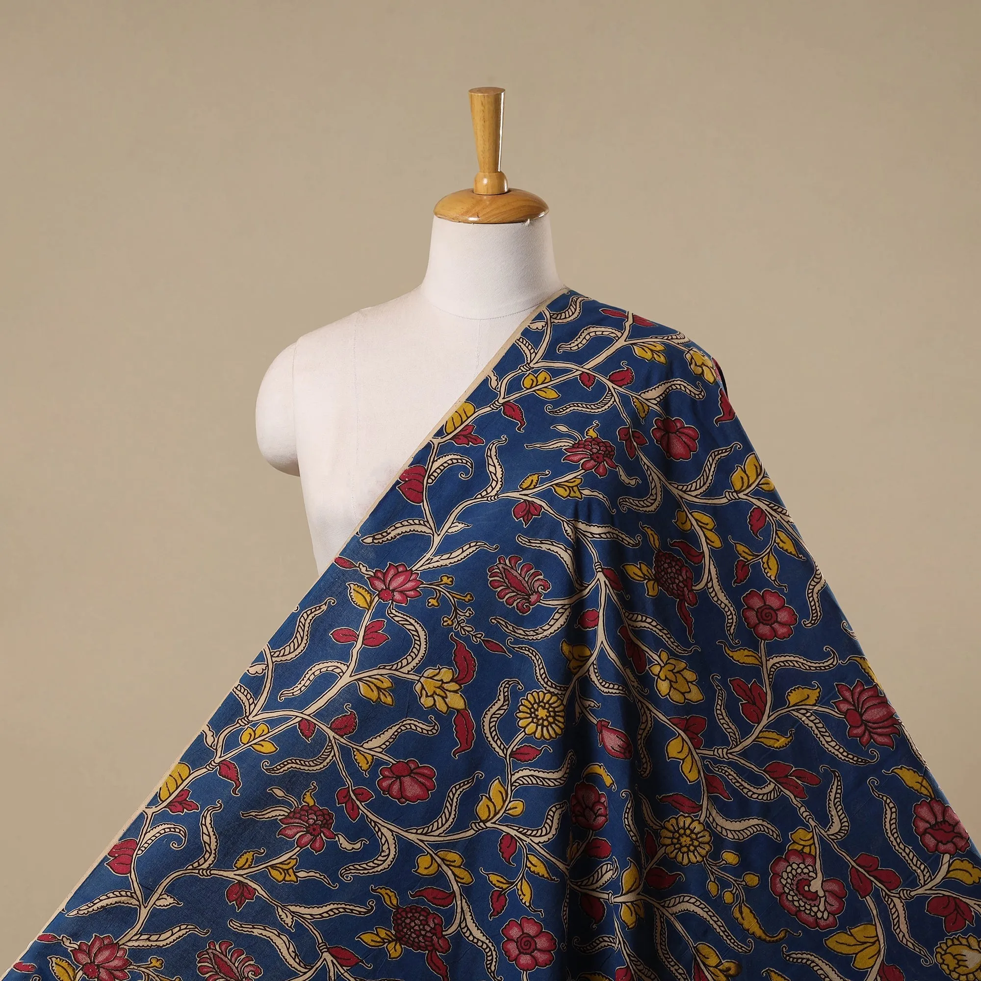 Blue - Printed Cotton Kalamkari Fabric 16 sold by Itokri