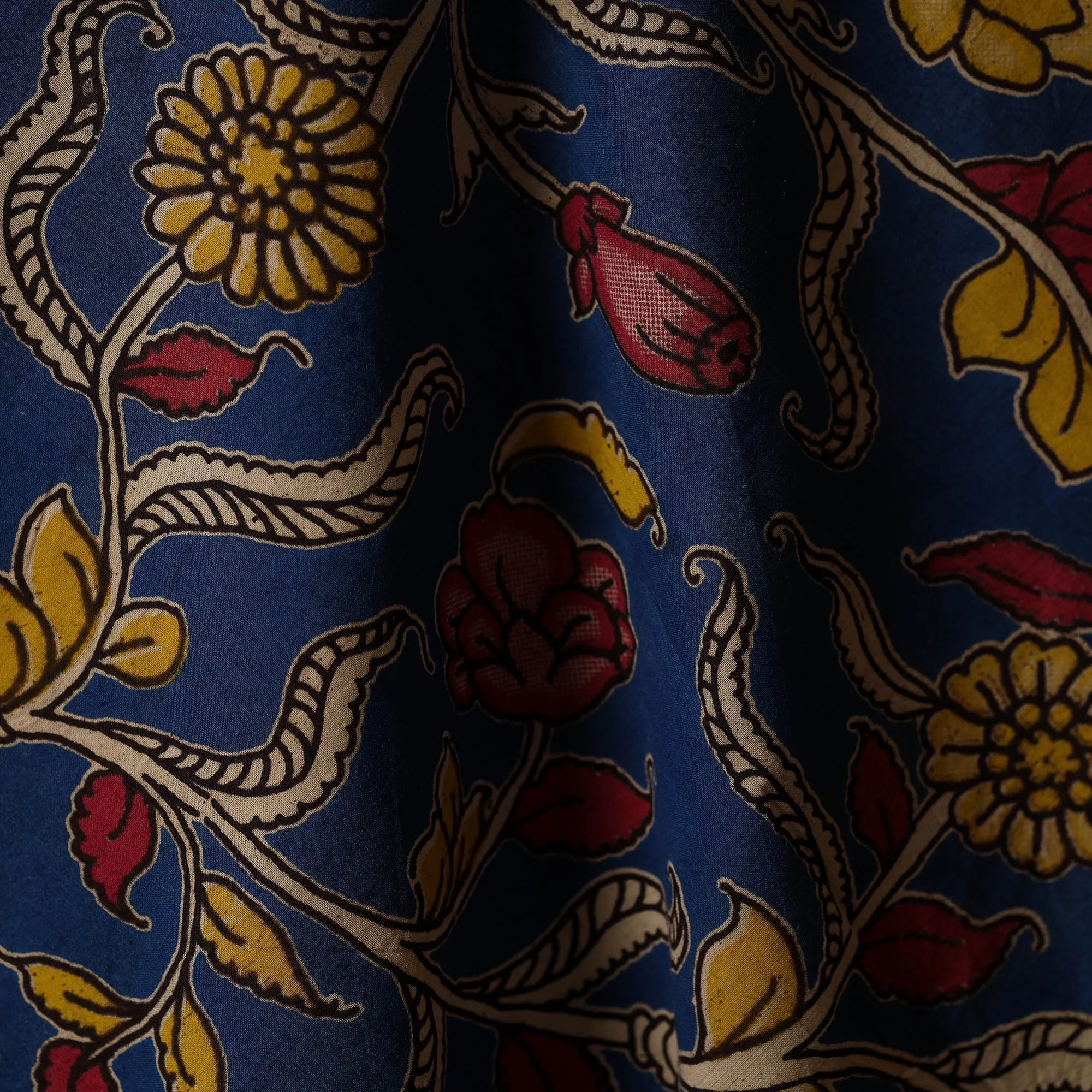 Blue - Printed Cotton Kalamkari Fabric 16 sold by Itokri product image thumbnail 3