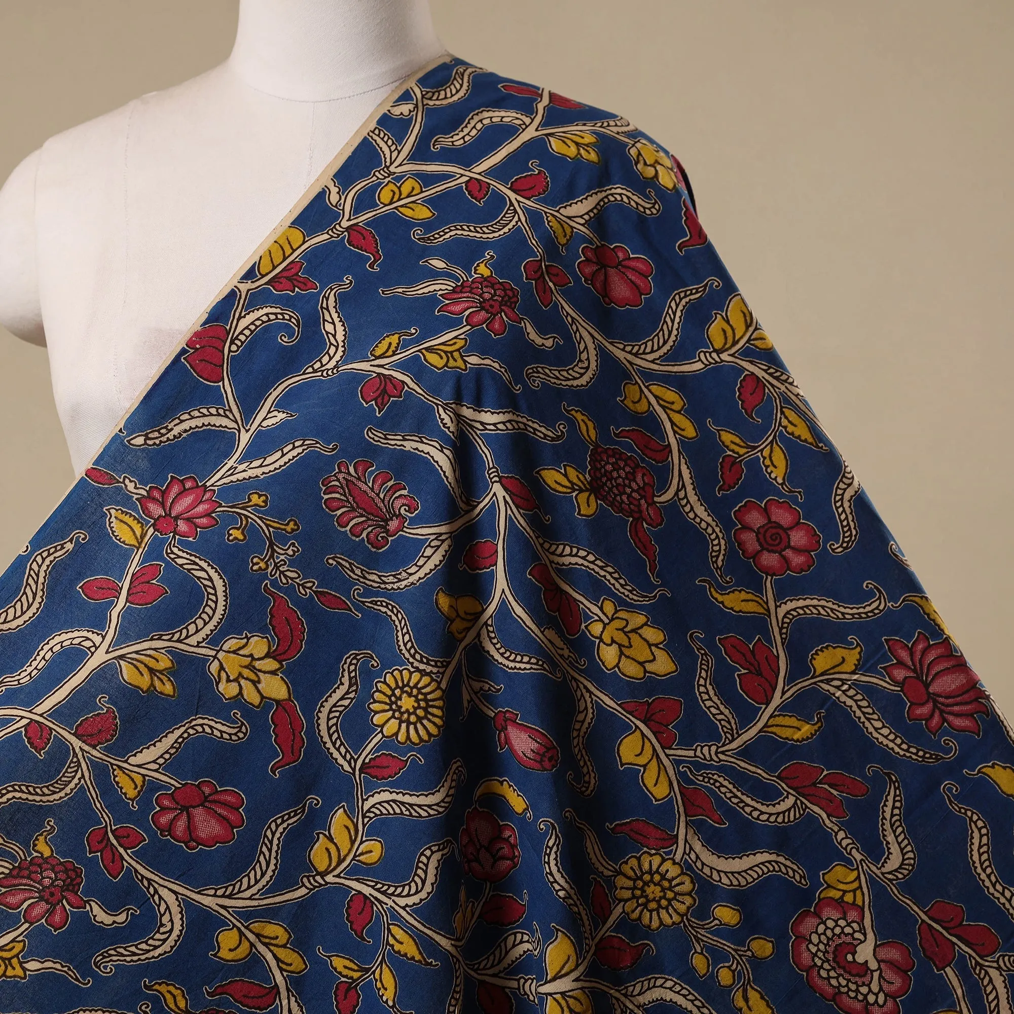 Blue - Printed Cotton Kalamkari Fabric 16 sold by Itokri product image thumbnail 2