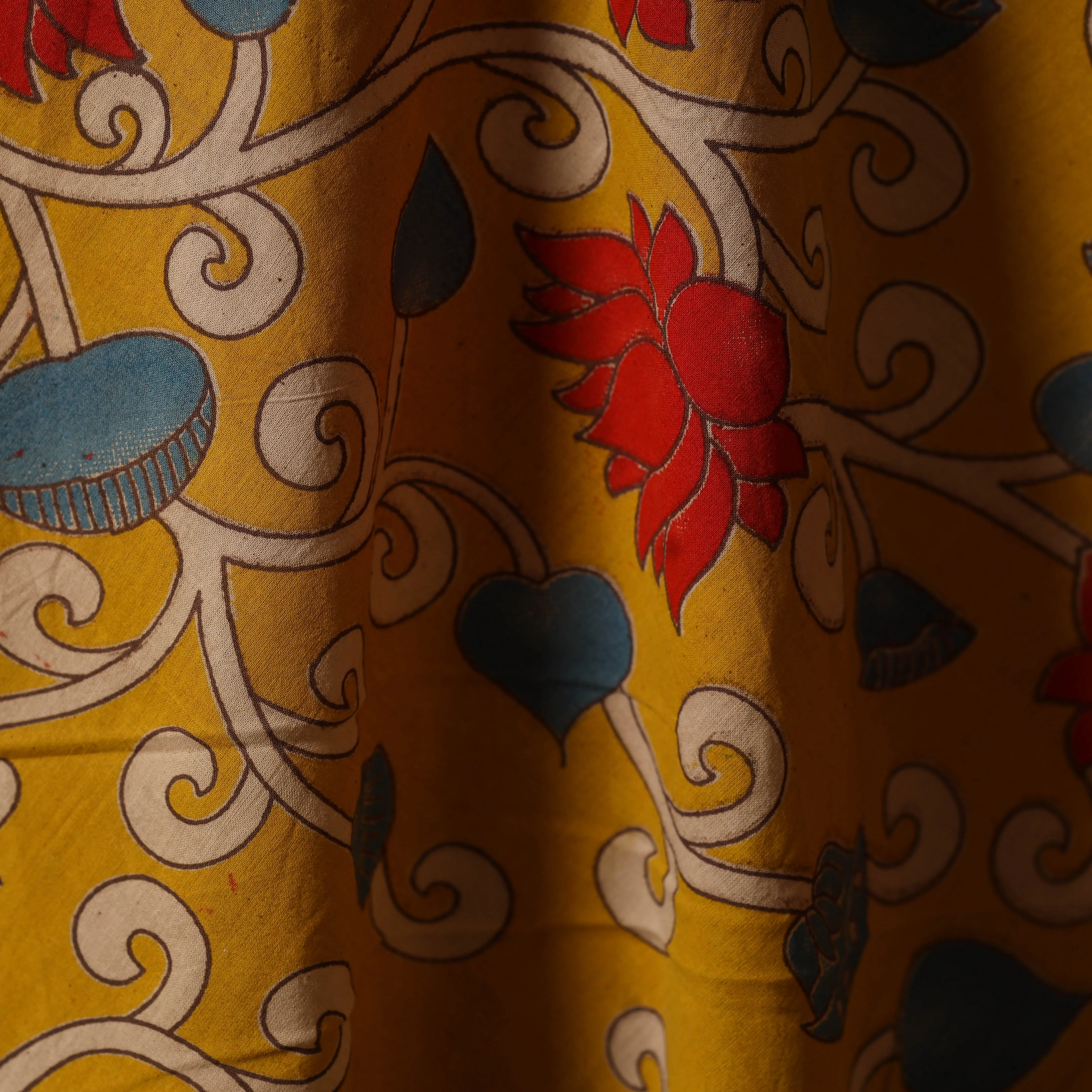 Yellow - Printed Cotton Kalamkari Fabric 12 sold by Itokri product image thumbnail 3