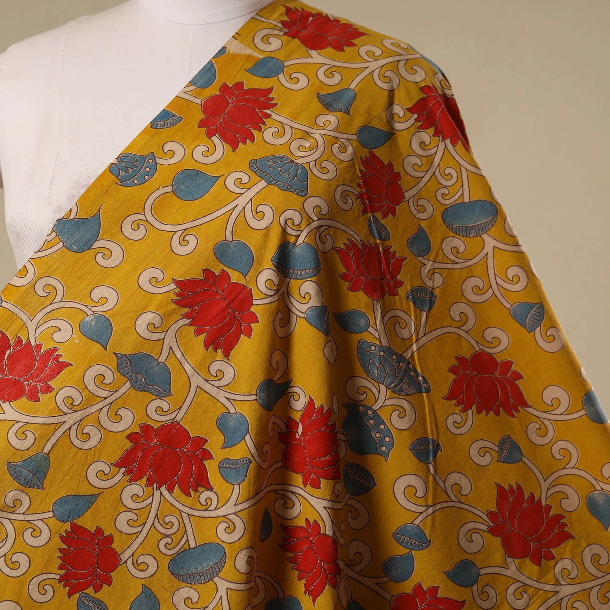 Yellow - Printed Cotton Kalamkari Fabric 12 sold by Itokri product image thumbnail 2