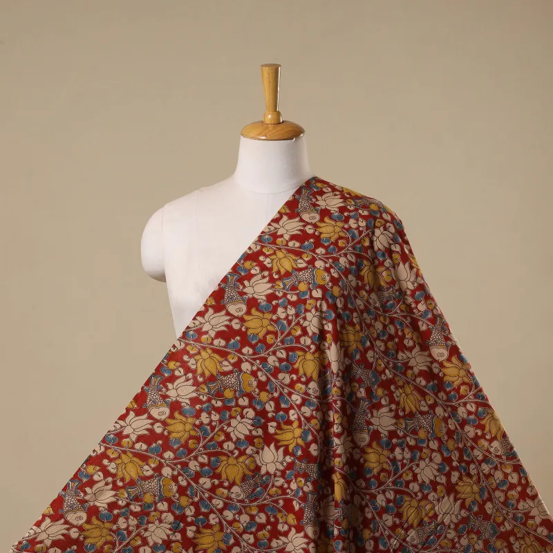 Red - Printed Cotton Kalamkari Fabric 08 sold by Itokri