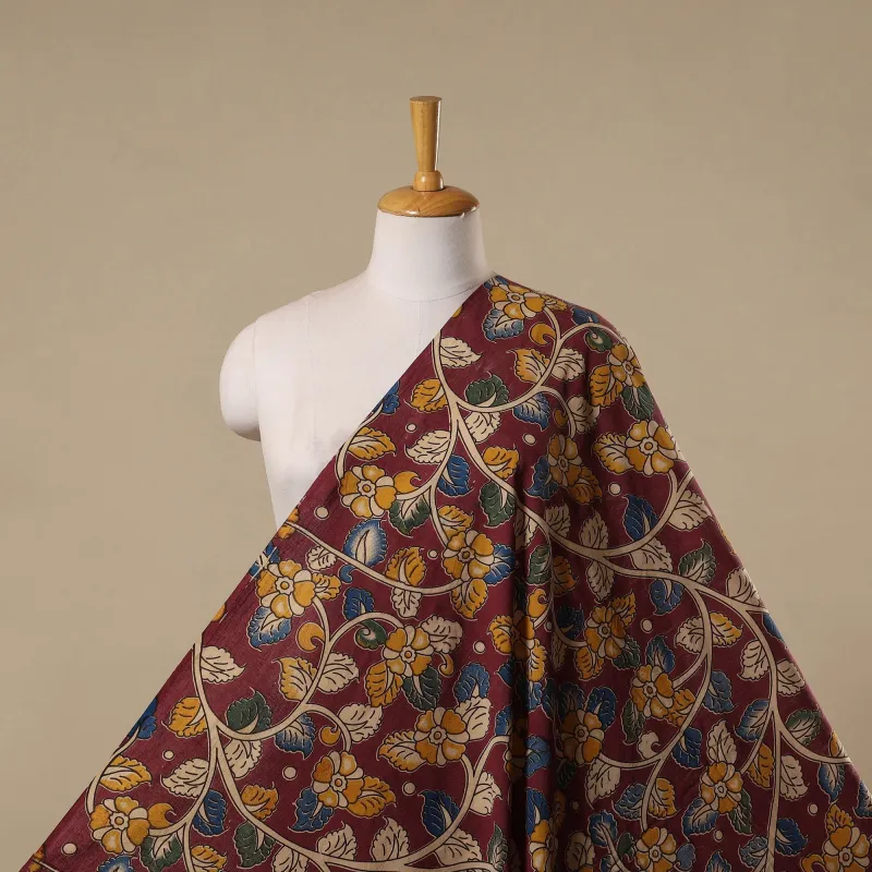 Maroon - Printed Cotton Kalamkari Fabric 04 sold by Itokri